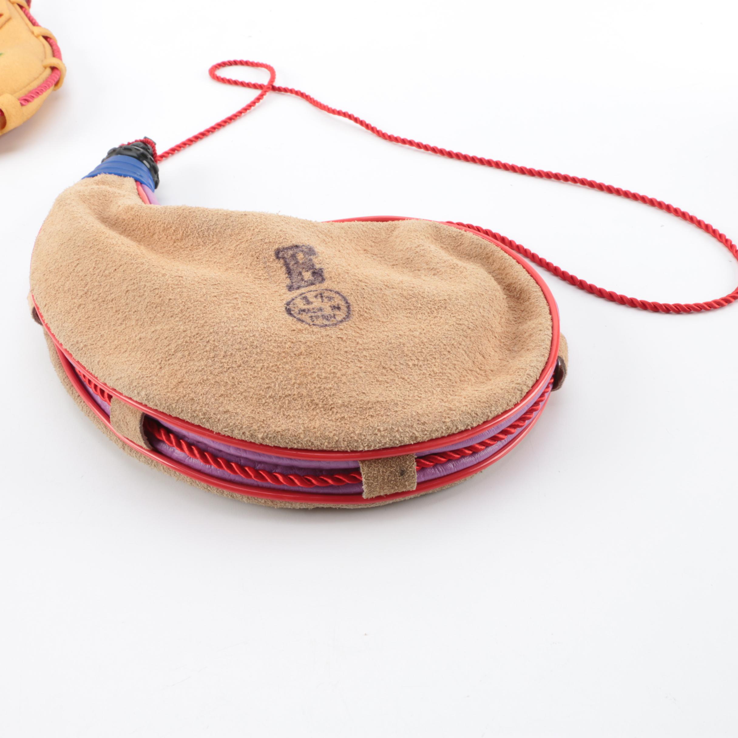 Spanish Leather Bota Bags and Tooled Leather Wine Decanter