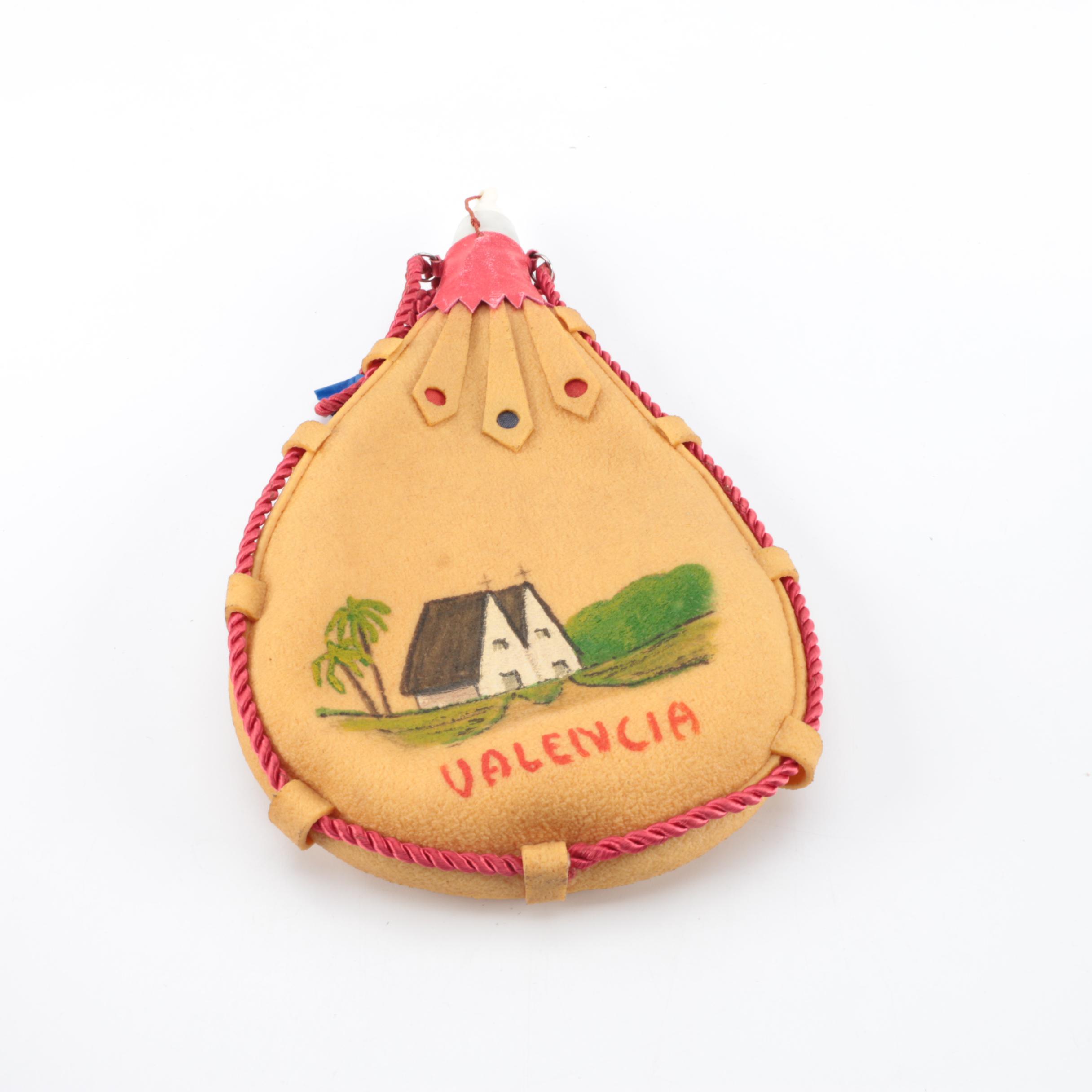 Spanish Leather Bota Bags and Tooled Leather Wine Decanter