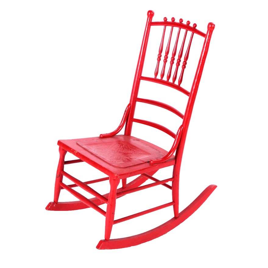 Red Painted Rocking Chair