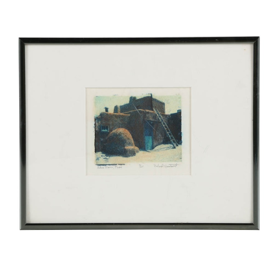 Limited Edition Signed Photographic Print "Blue Door, Taos" by Richard Quataert