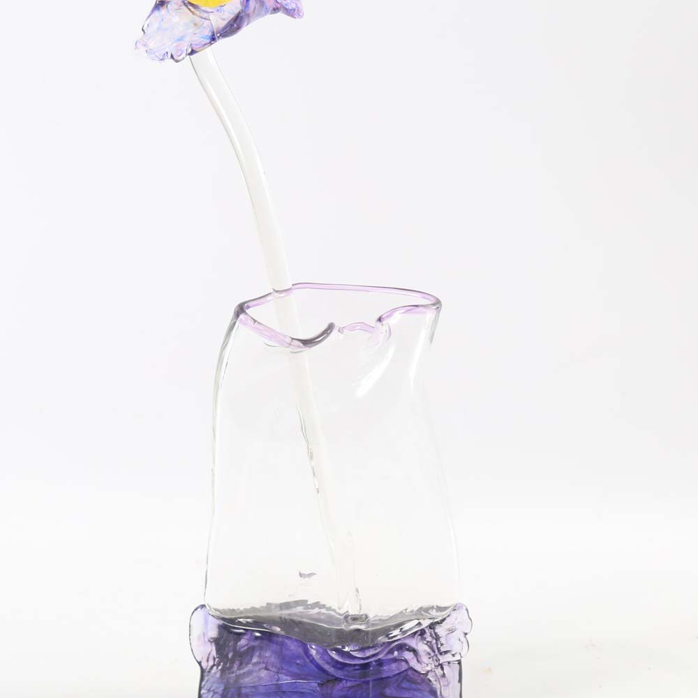 Art Glass Vase and Iris