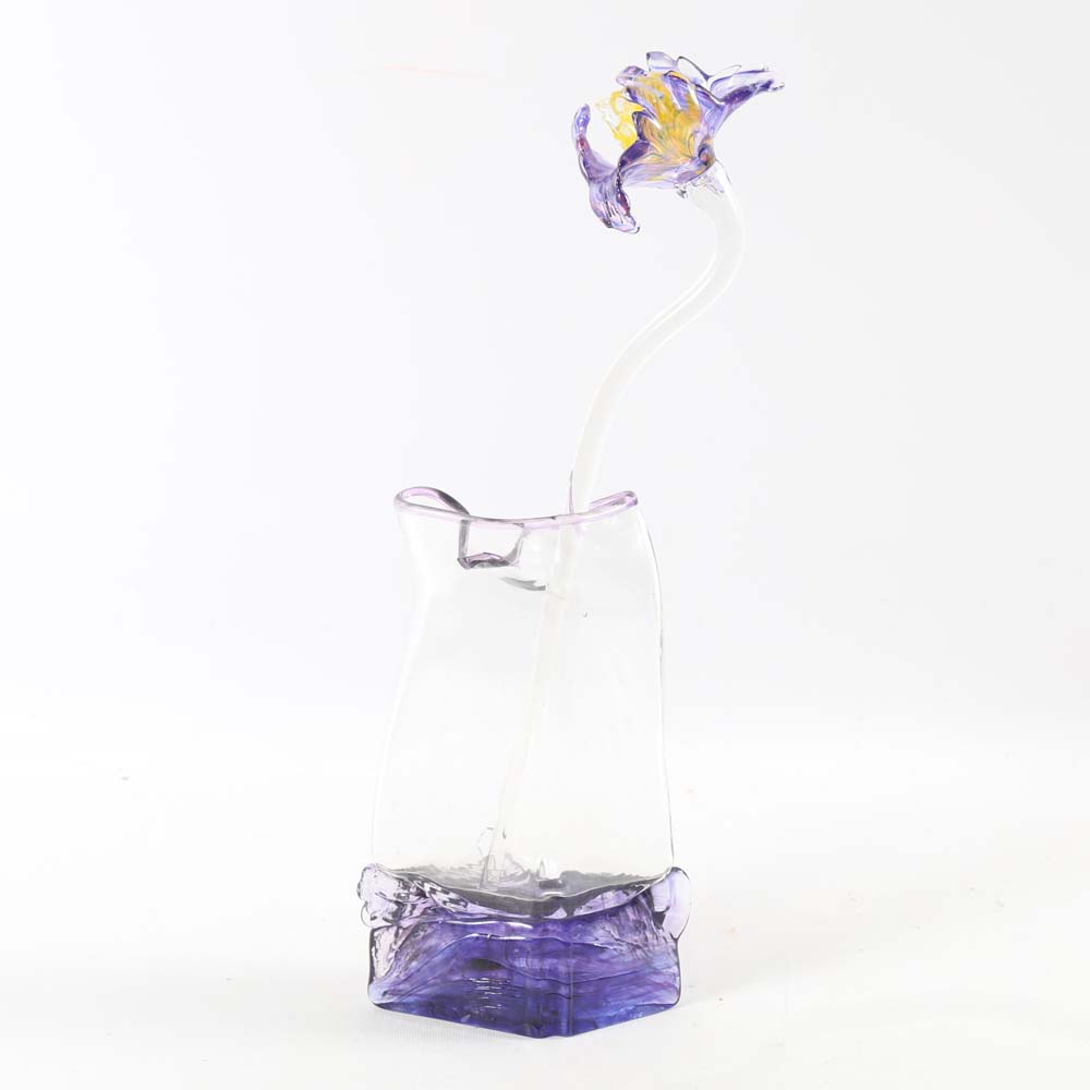 Art Glass Vase and Iris