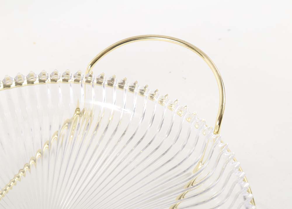 Gold Tone and Glass Serving Pieces