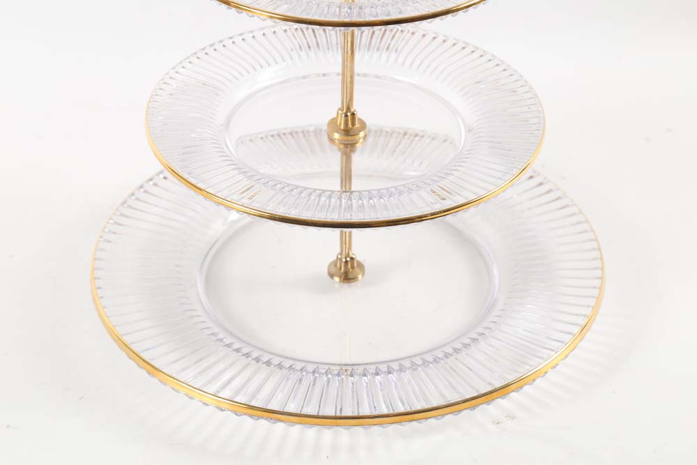 Gold Tone and Glass Serving Pieces