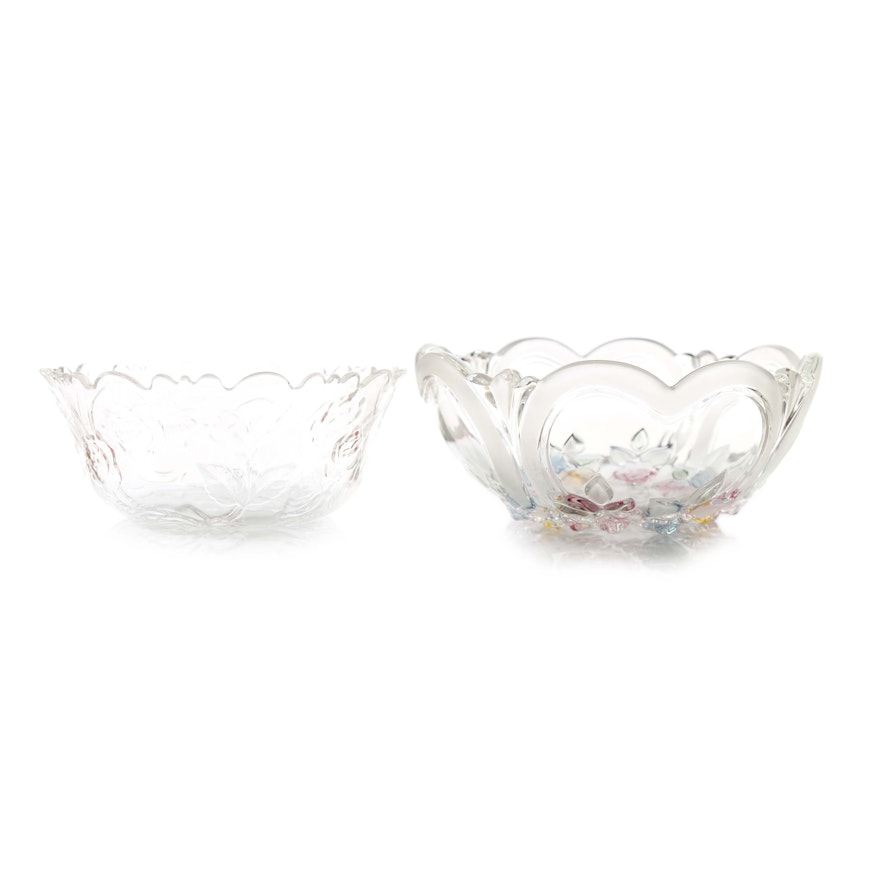 Floral Glass Serving Bowls