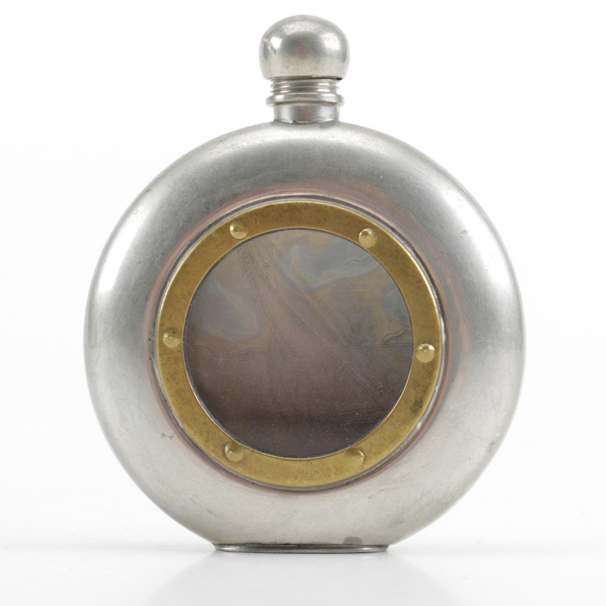 Vintage Tin Porthole Flask