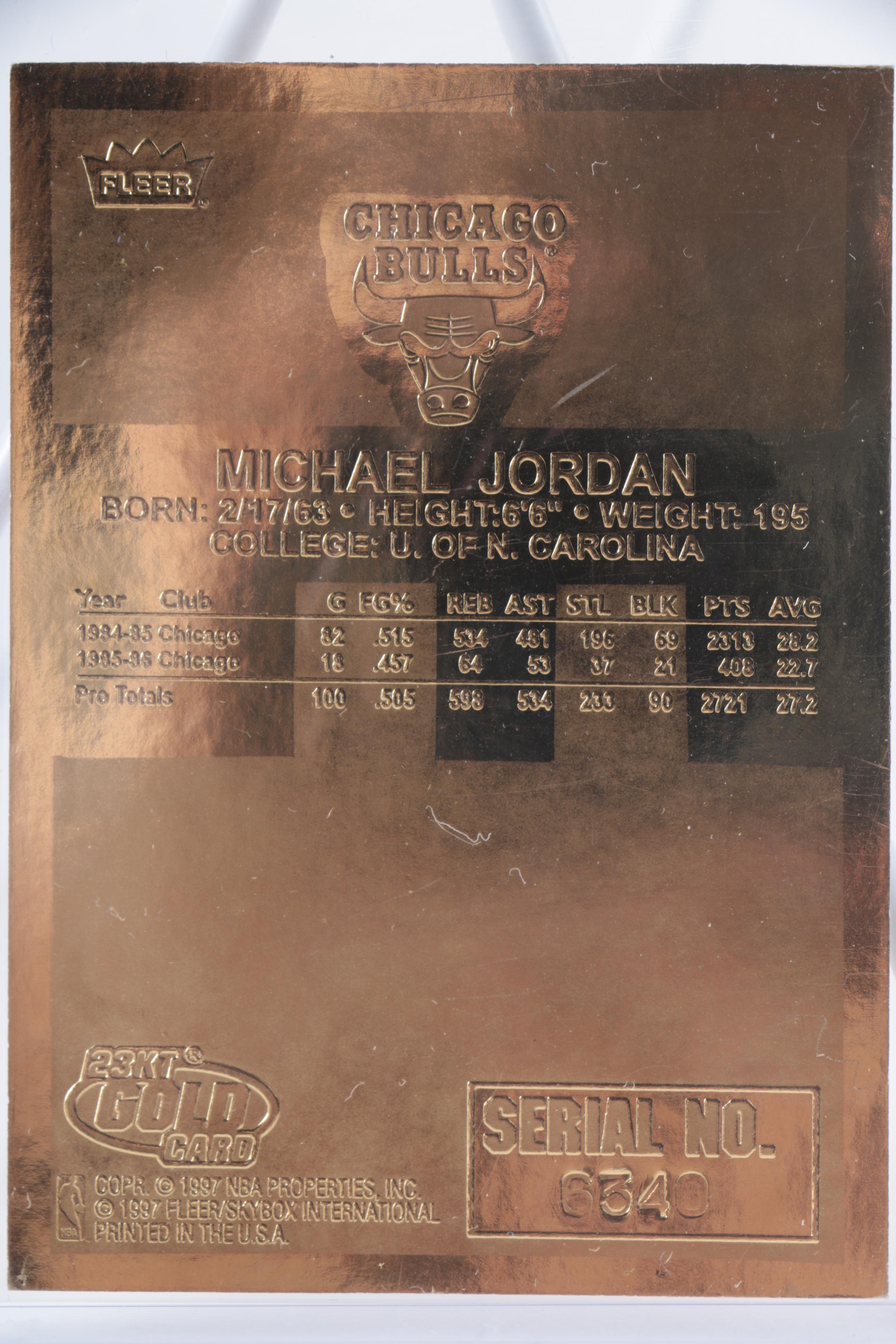 Michael Jordan 1997 Fleer Limited Edition 23K Gold Card
