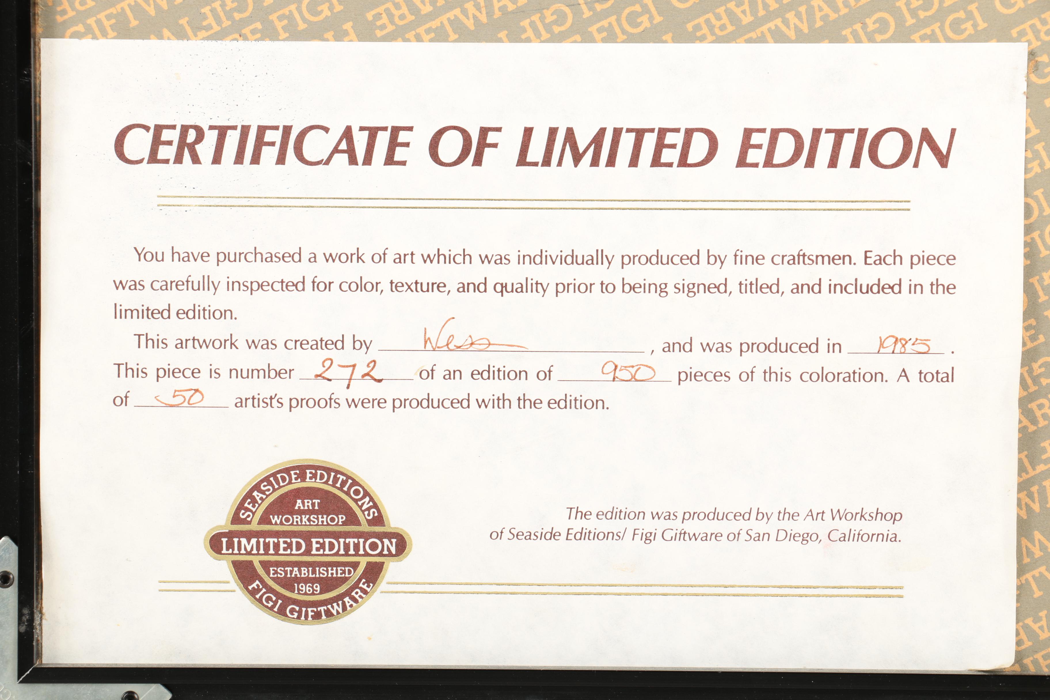 Wess Smith 1985 Limited Edition Cast Paper Print "Rhapsody"