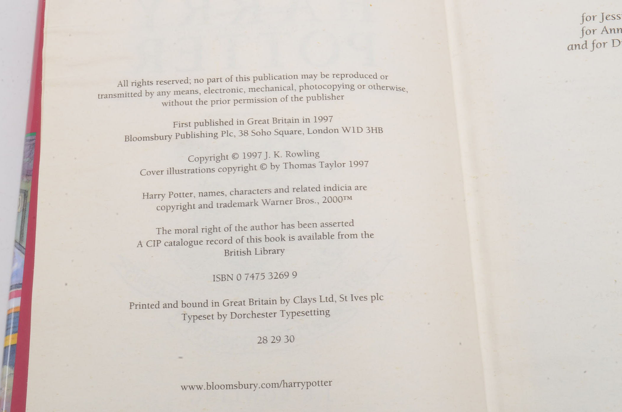 First UK Edition, Later Printing "Harry Potter and the Philosopher's Stone"