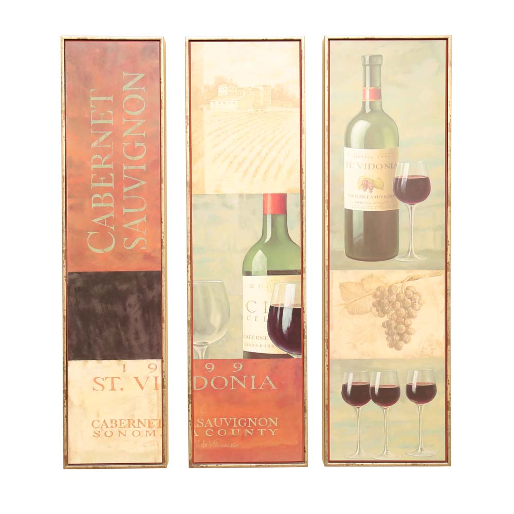 Offset Lithograph Triptych "Sonoma Cabernet"