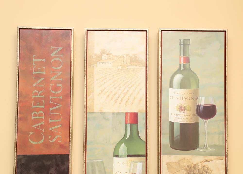 Offset Lithograph Triptych "Sonoma Cabernet"