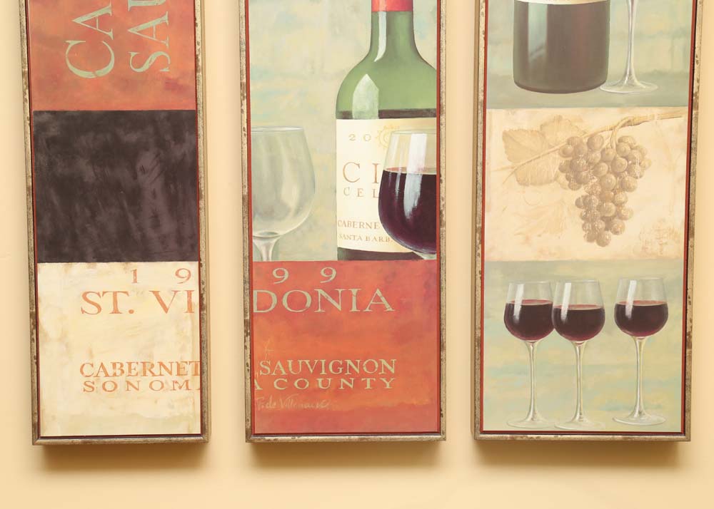 Offset Lithograph Triptych "Sonoma Cabernet"