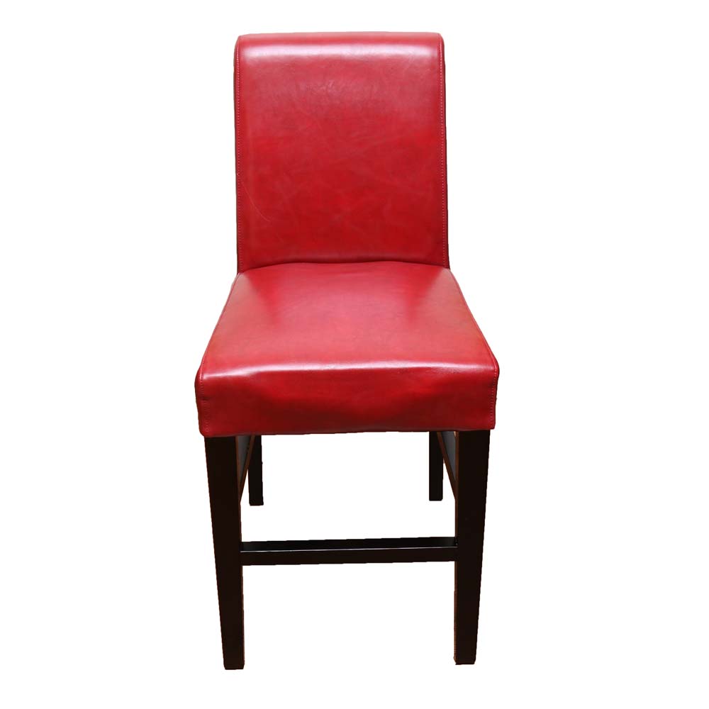 Red Leather Upholstered Bar Stools