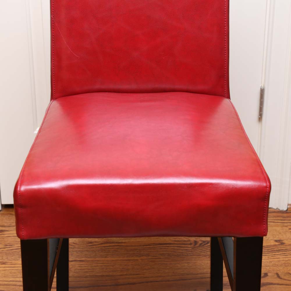 Red Leather Upholstered Bar Stools