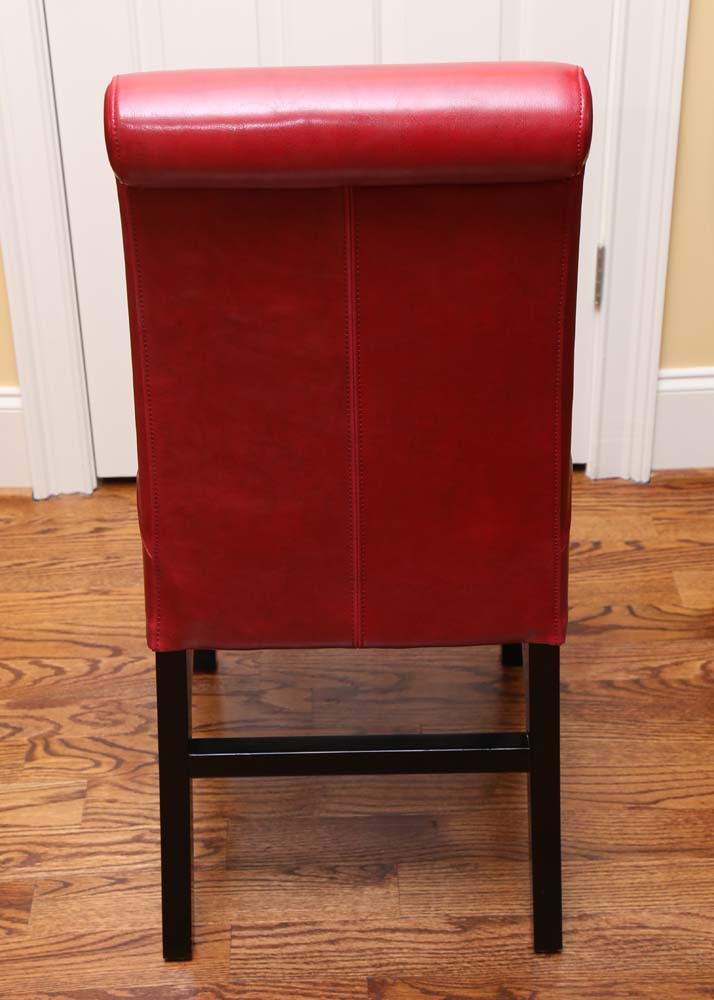 Red Leather Upholstered Bar Stools