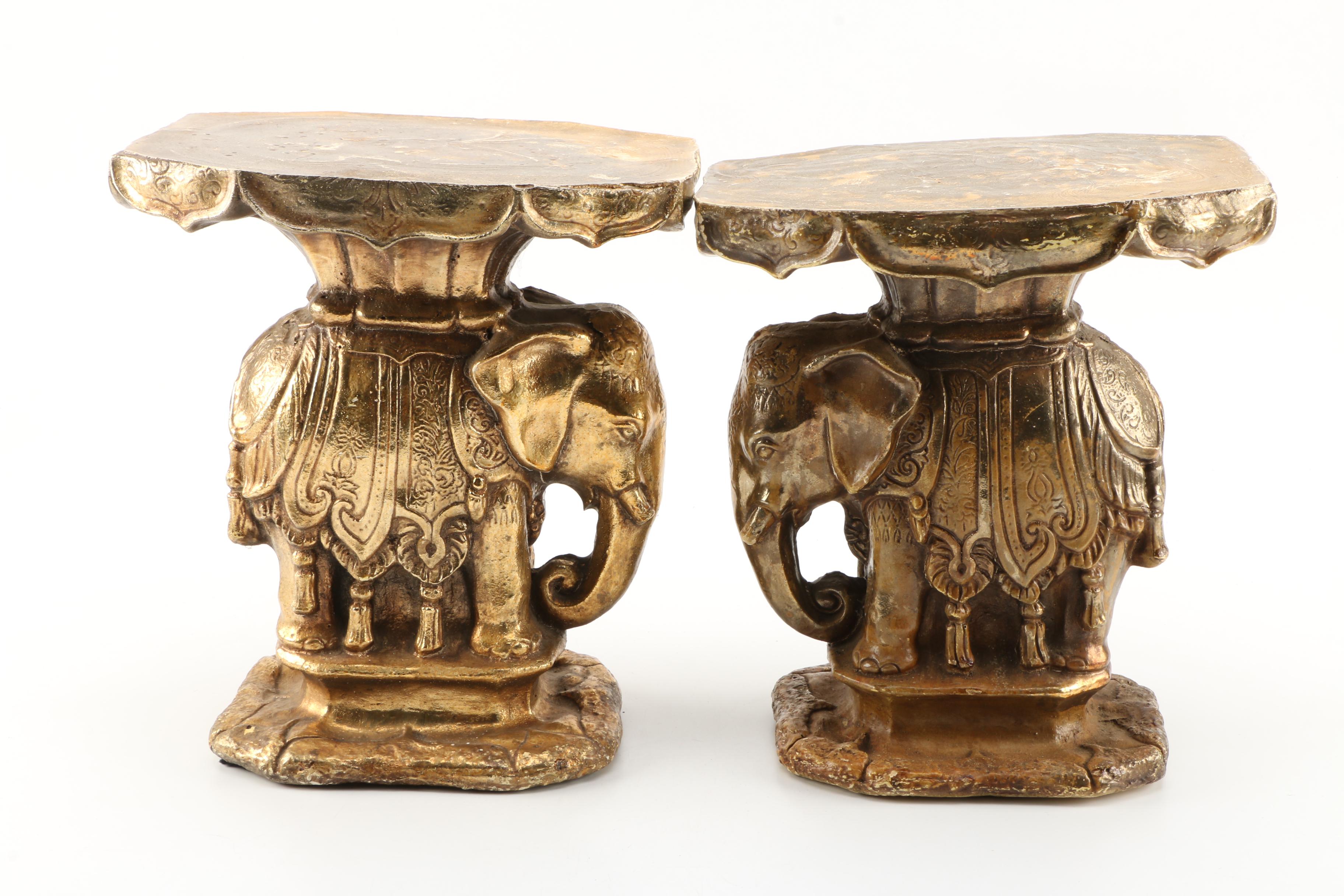 Pair of Elephant Motif Indian Style Base Stands