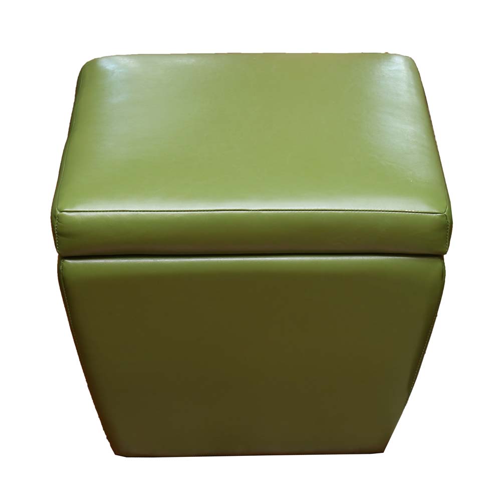 Green Leather Storage Ottoman