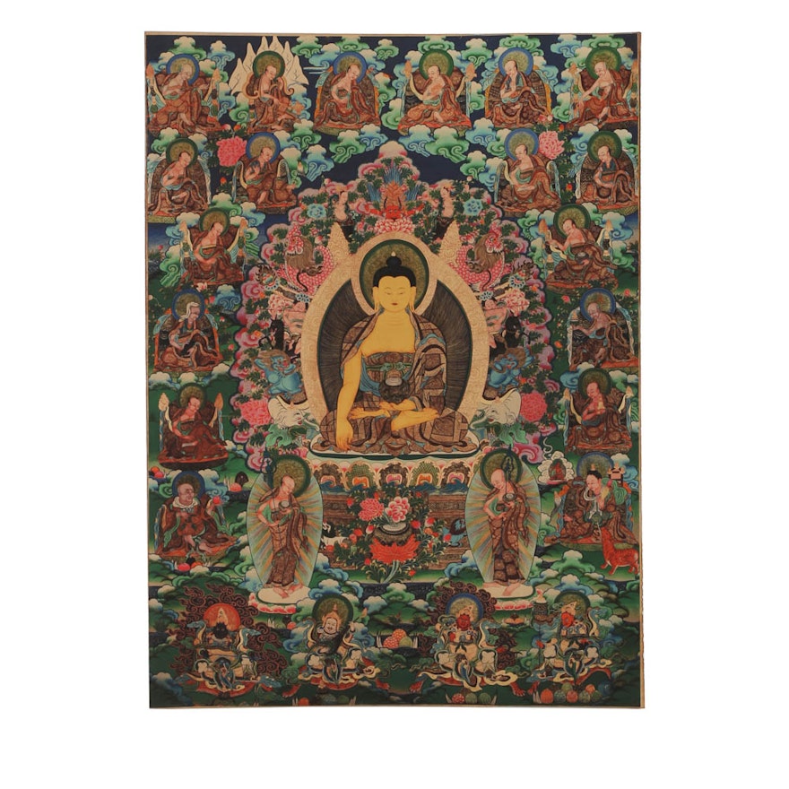 Tibetan Giclee Print on Fabric of Guanyin