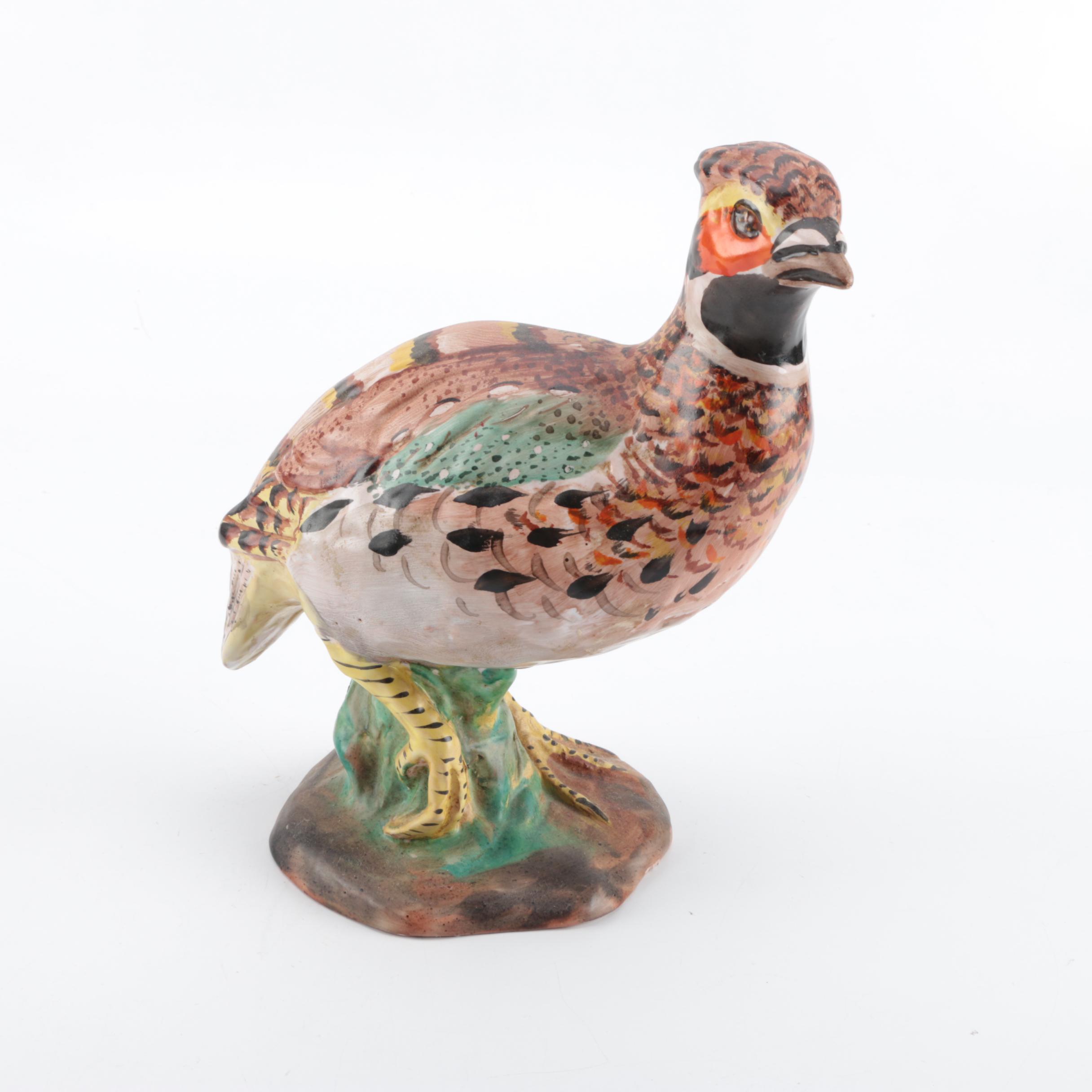Italian Majolica Pheasant Figurine