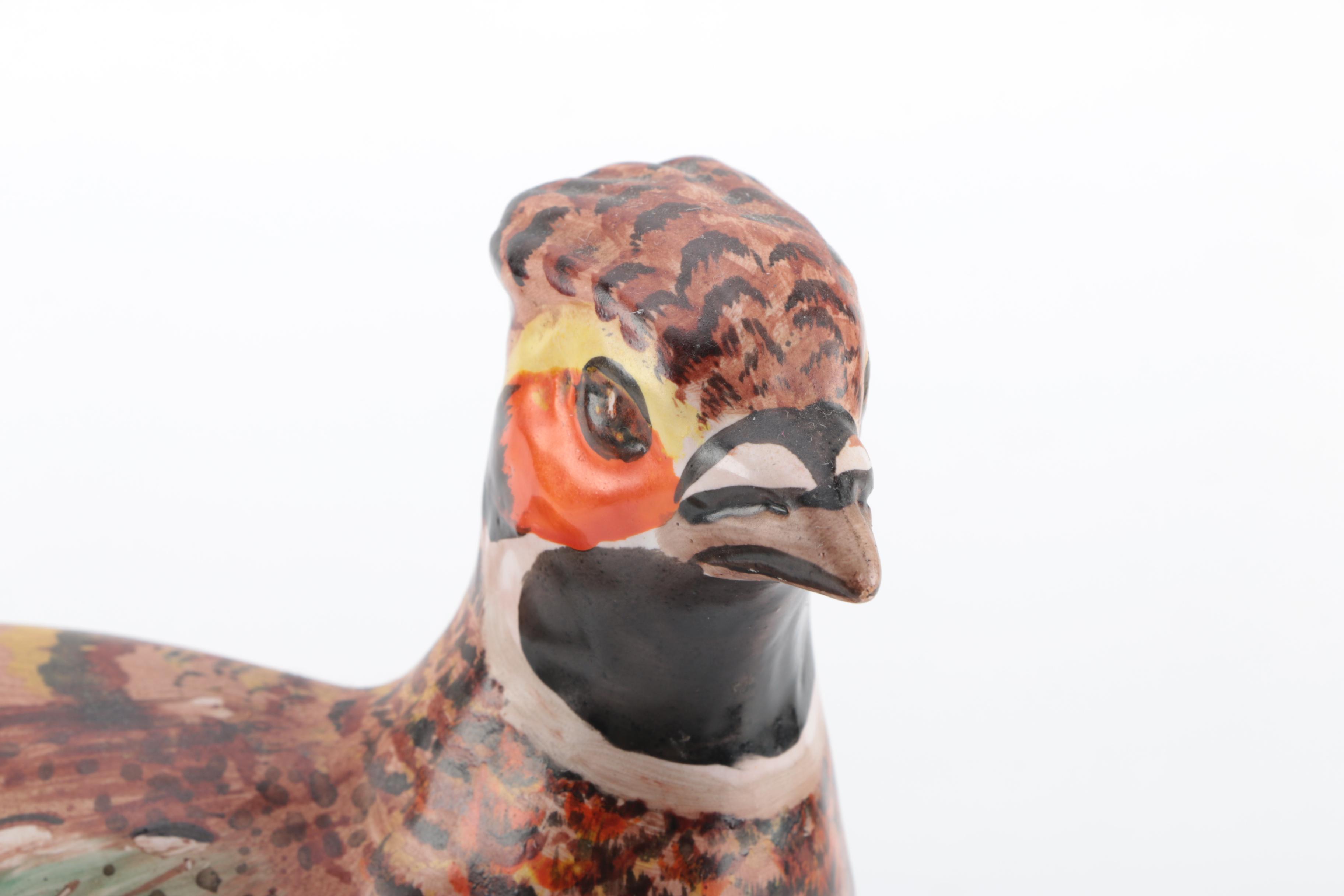 Italian Majolica Pheasant Figurine