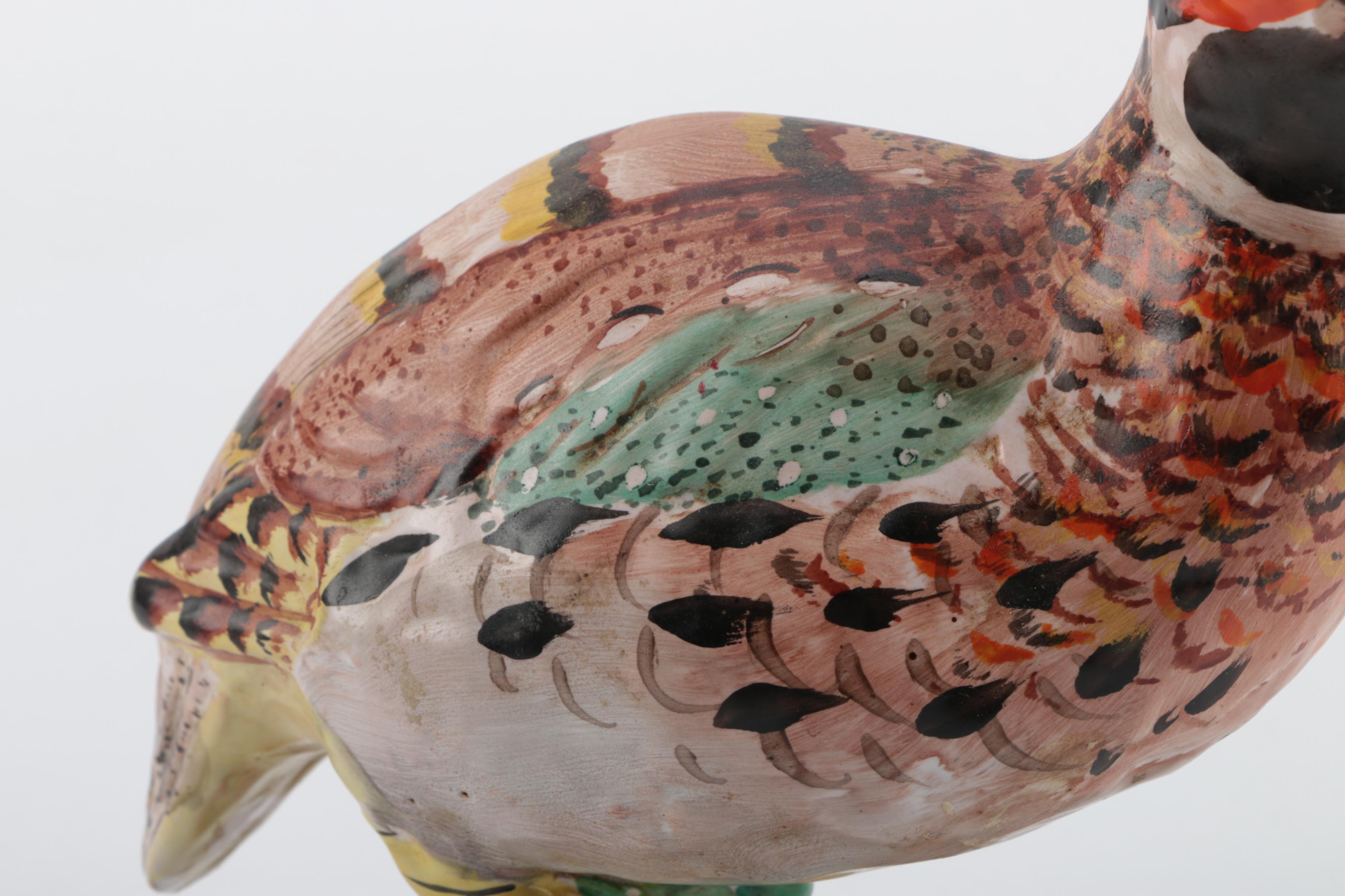 Italian Majolica Pheasant Figurine