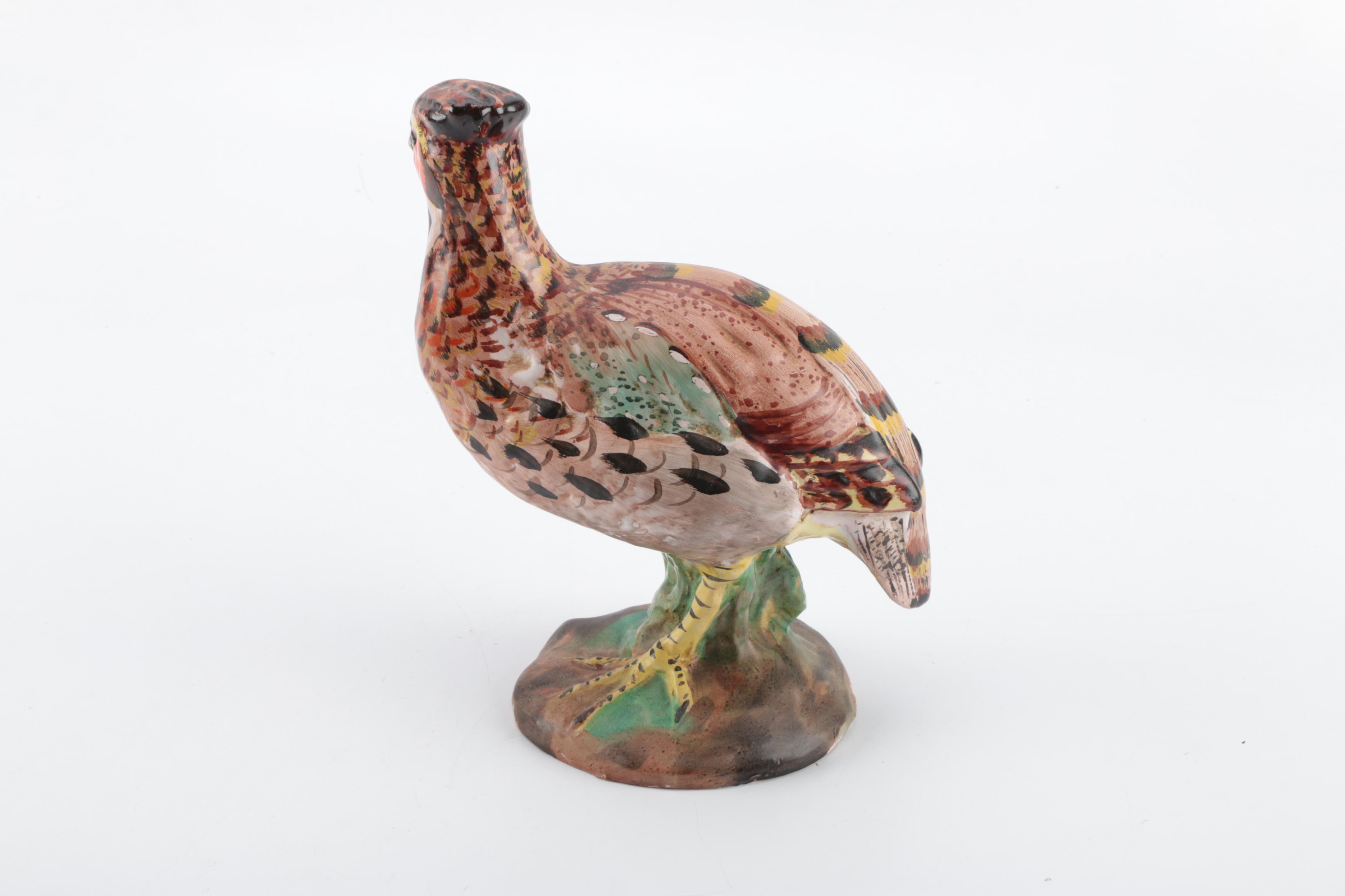 Italian Majolica Pheasant Figurine