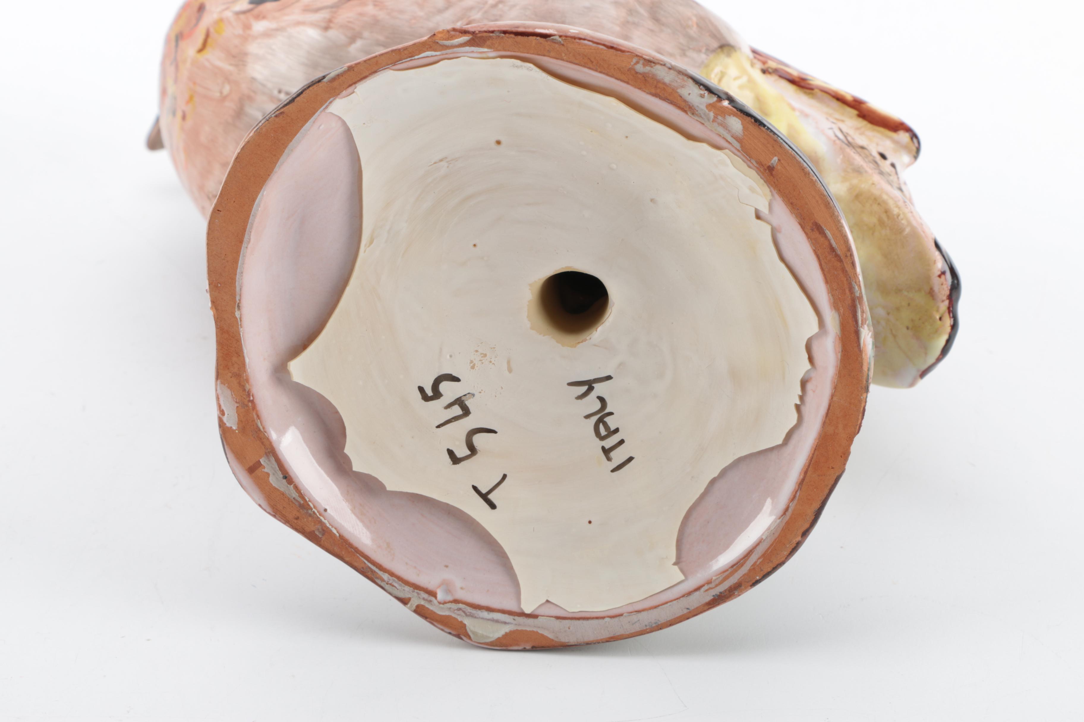 Italian Majolica Pheasant Figurine