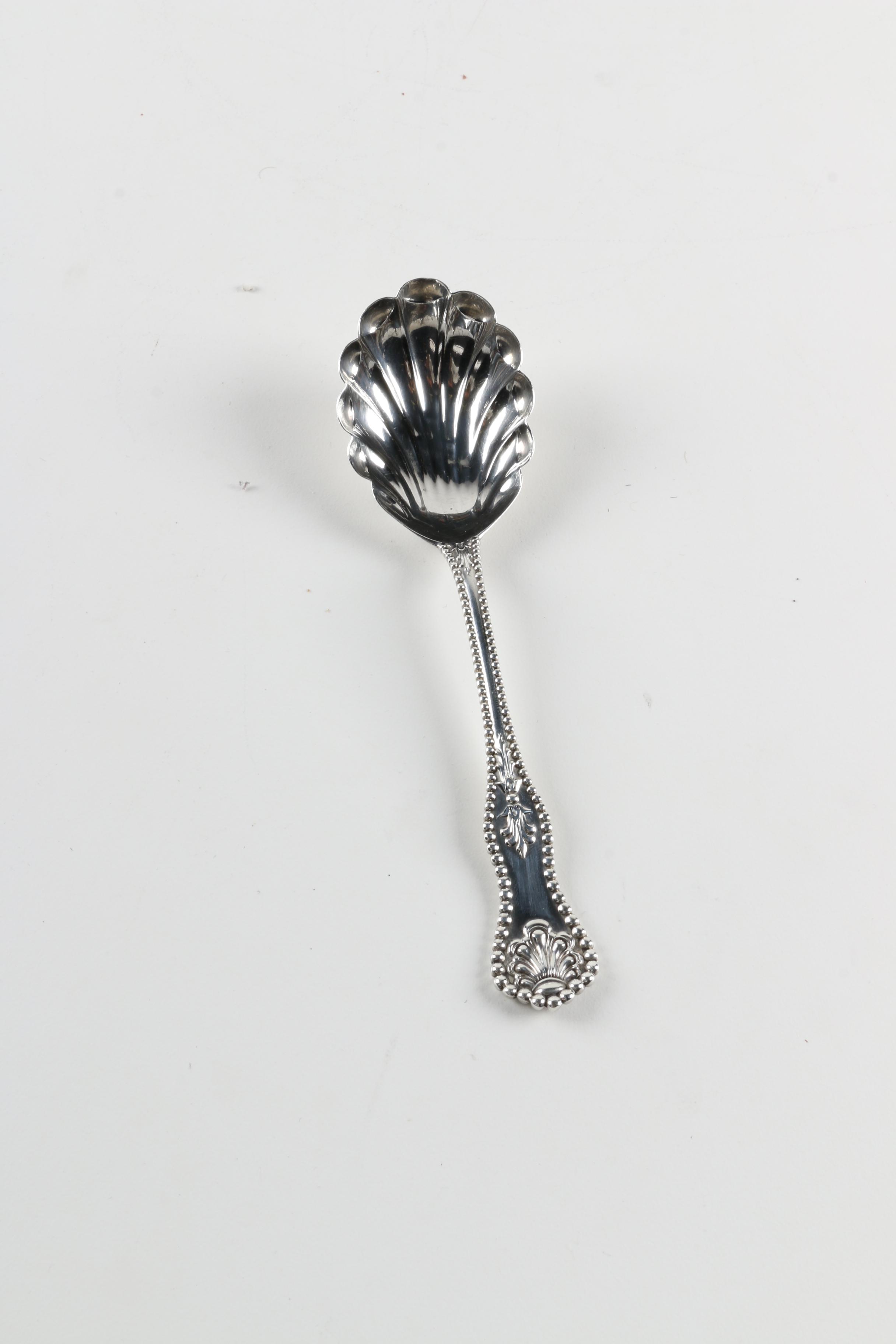 Antique Dominick & Haff Sterling Silver "Charles II" Pattern Sugar Shell Spoon