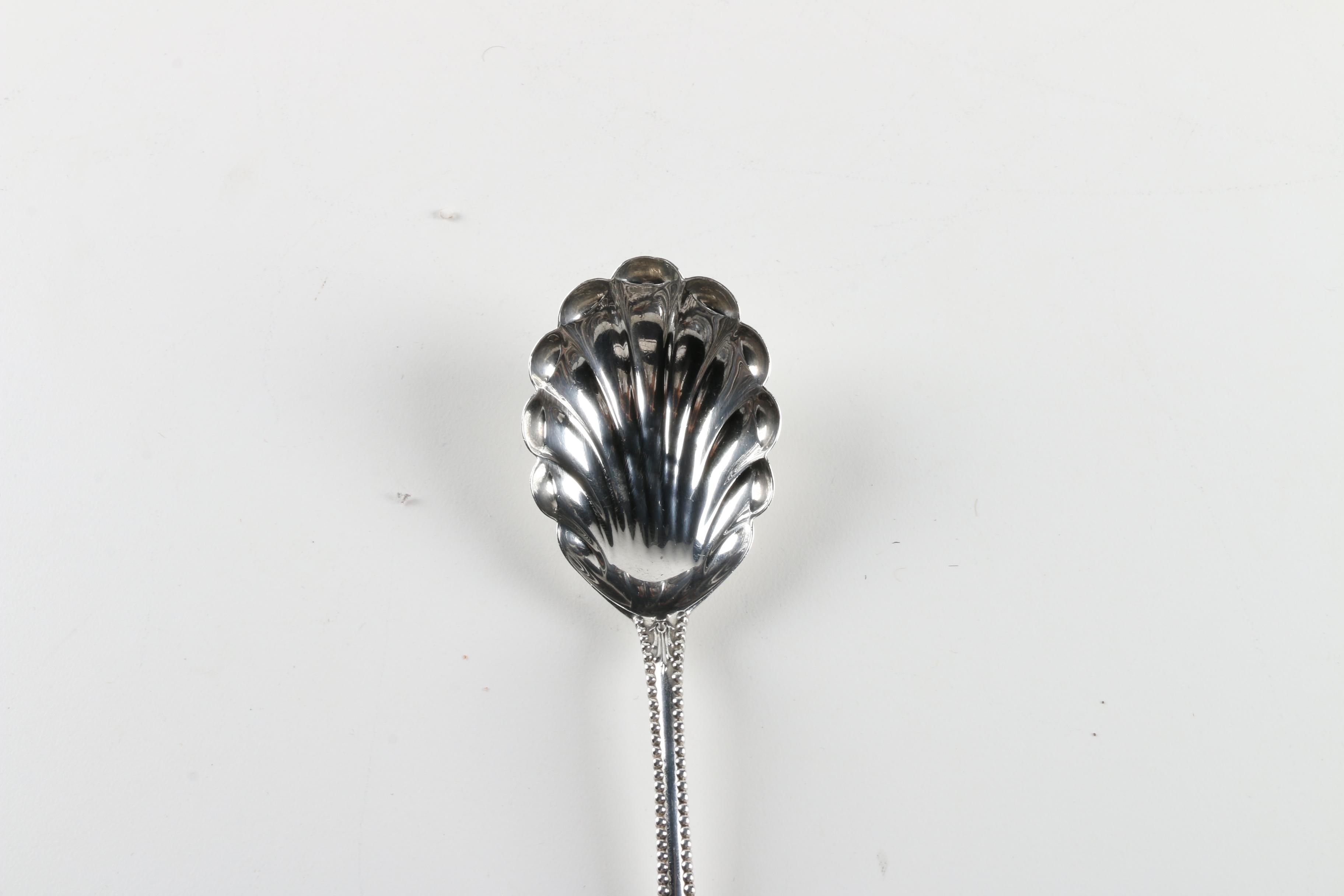 Antique Dominick & Haff Sterling Silver "Charles II" Pattern Sugar Shell Spoon