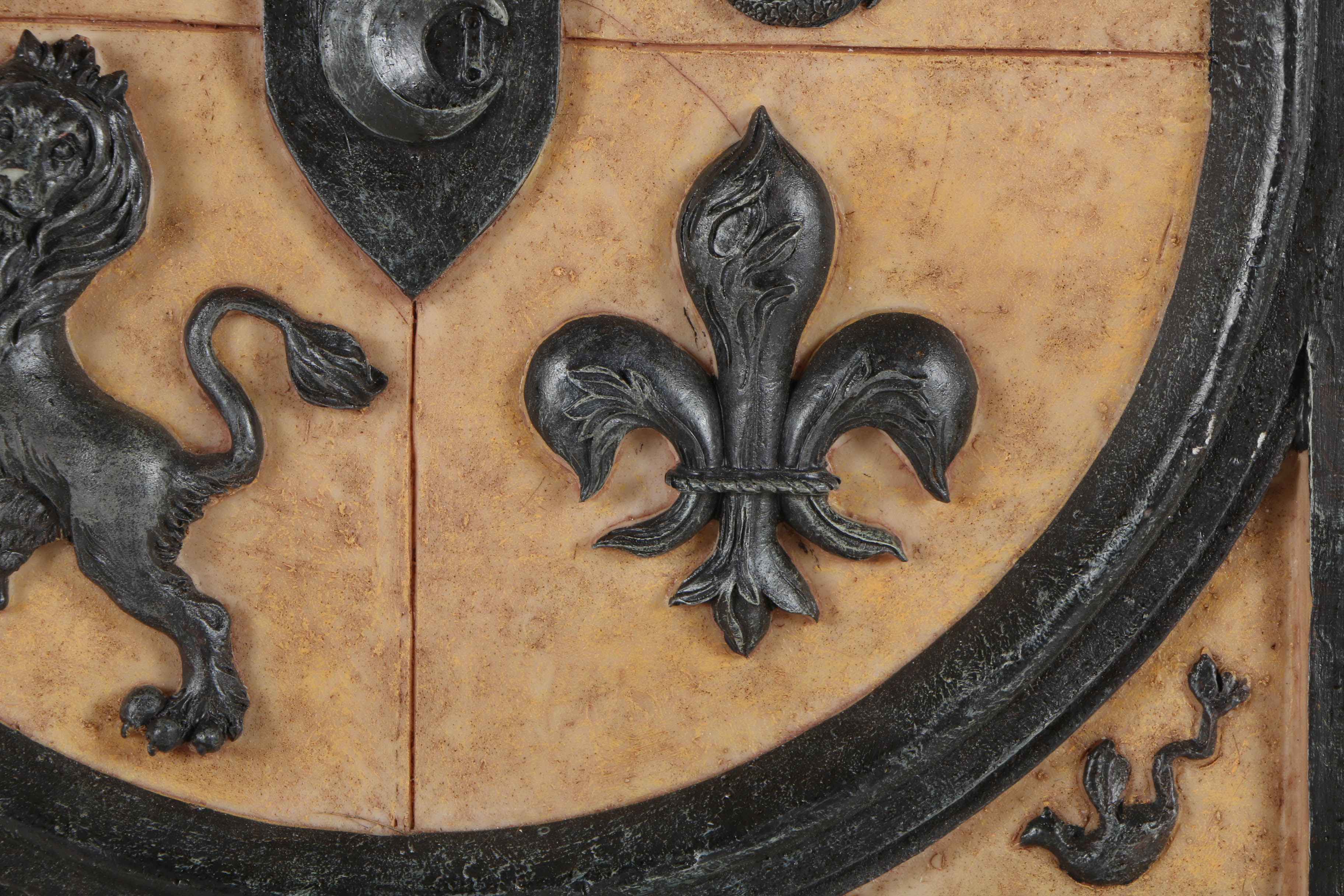 Resin Heraldic Sigil with Morse, Lion and Fleur-de-lis