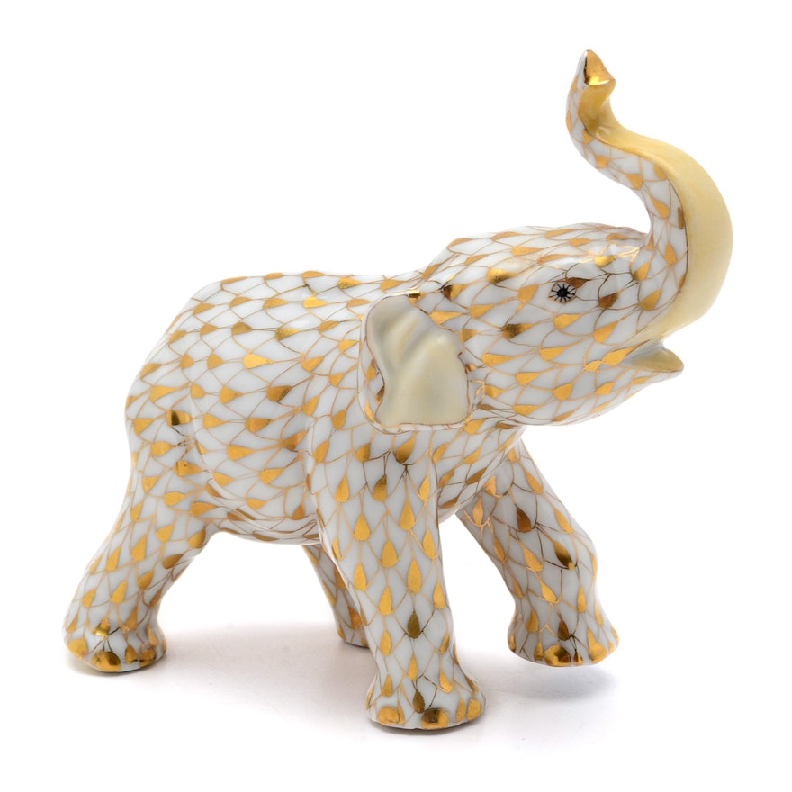 Herend "Charging Elephant" Porcelain Figurine
