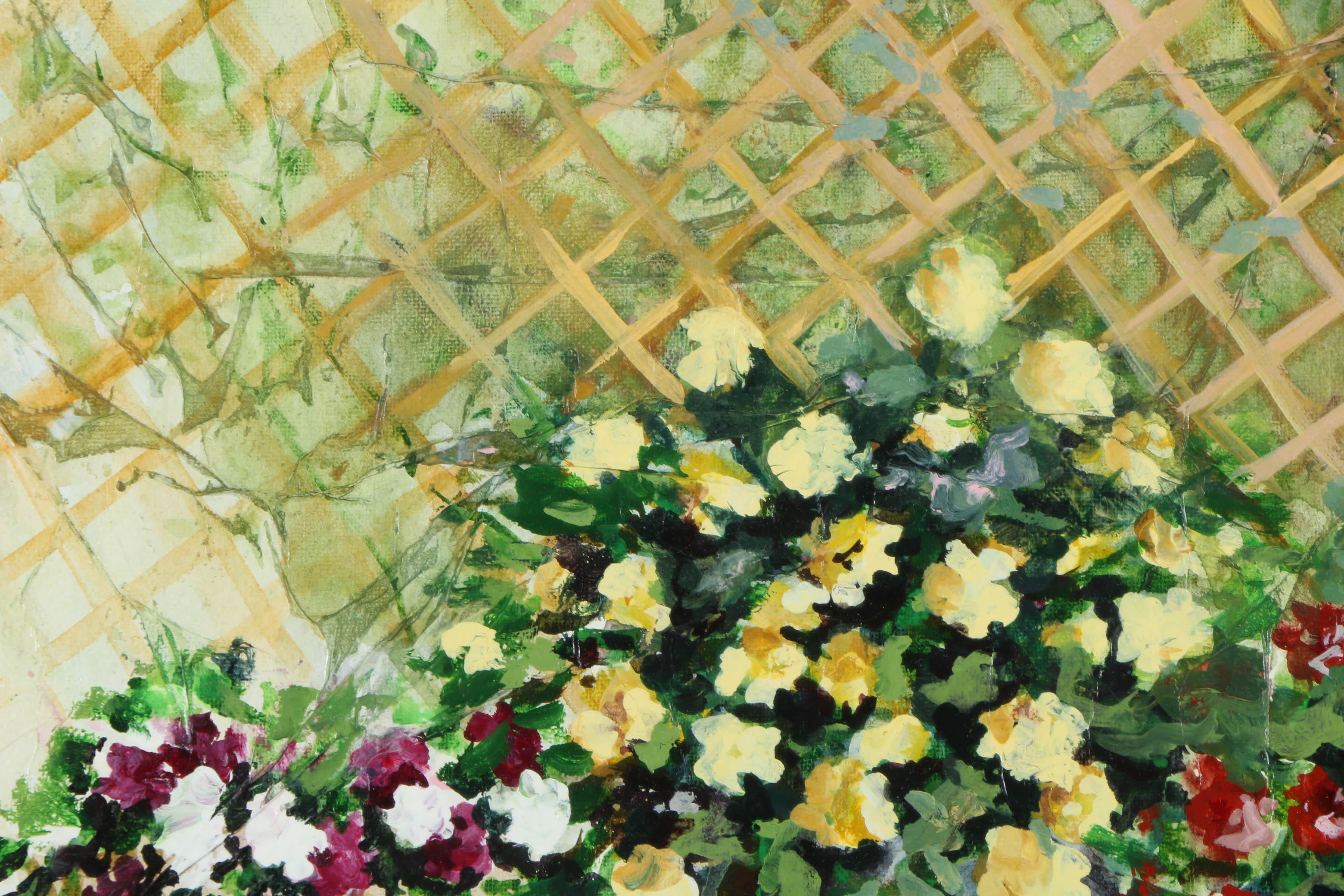 Joy Farley Oil Painting on Canvas of Potted Flowers