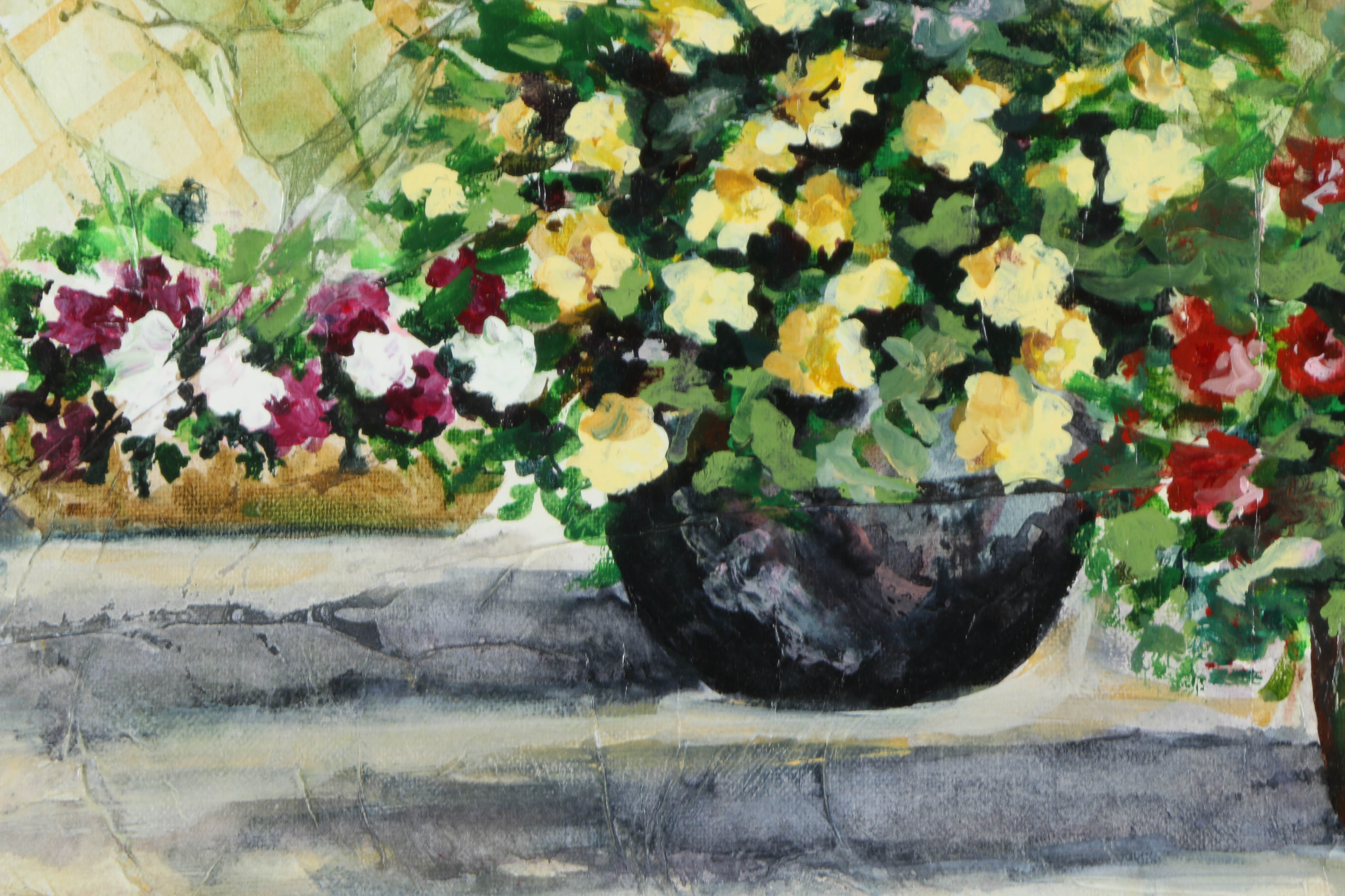 Joy Farley Oil Painting on Canvas of Potted Flowers