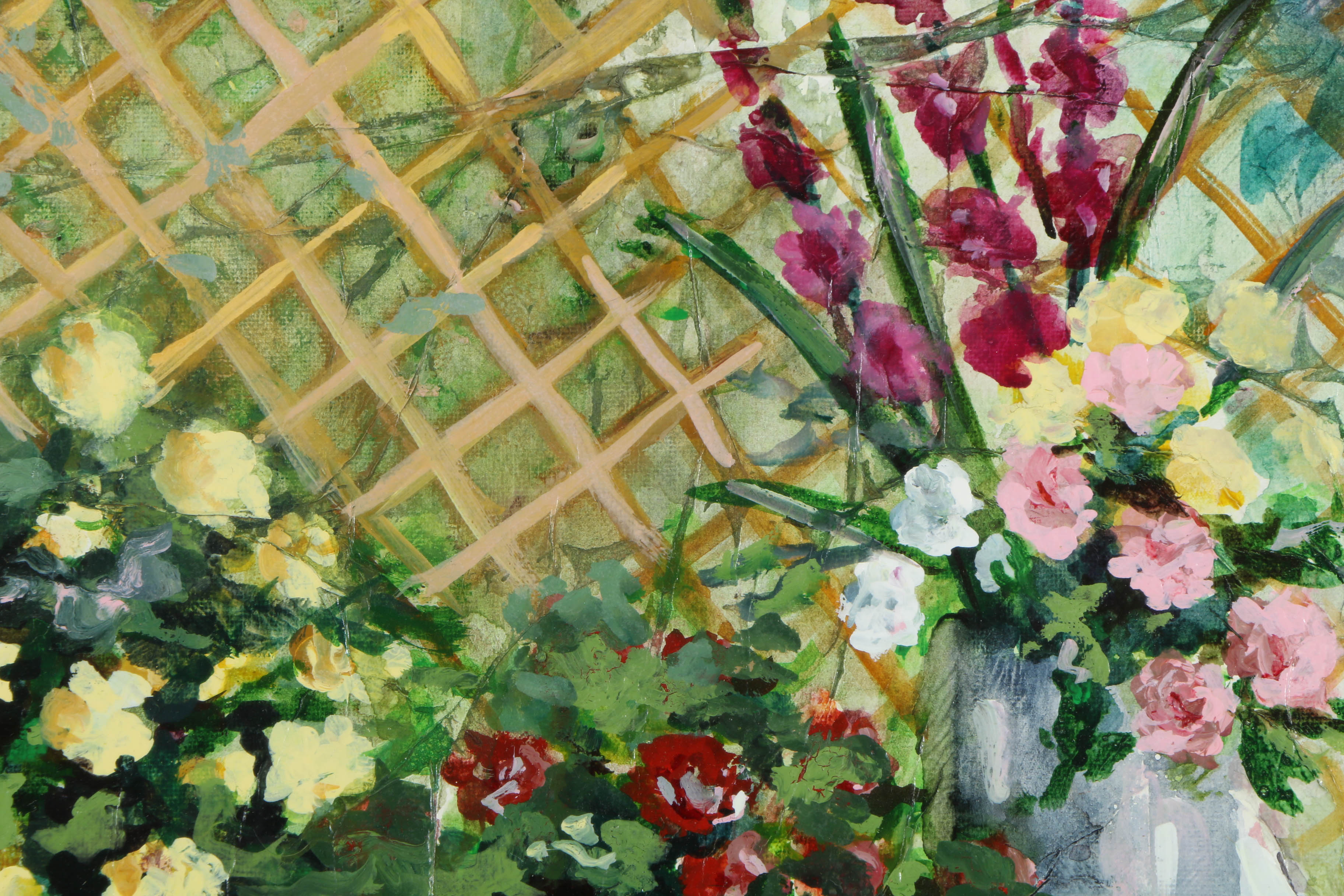 Joy Farley Oil Painting on Canvas of Potted Flowers