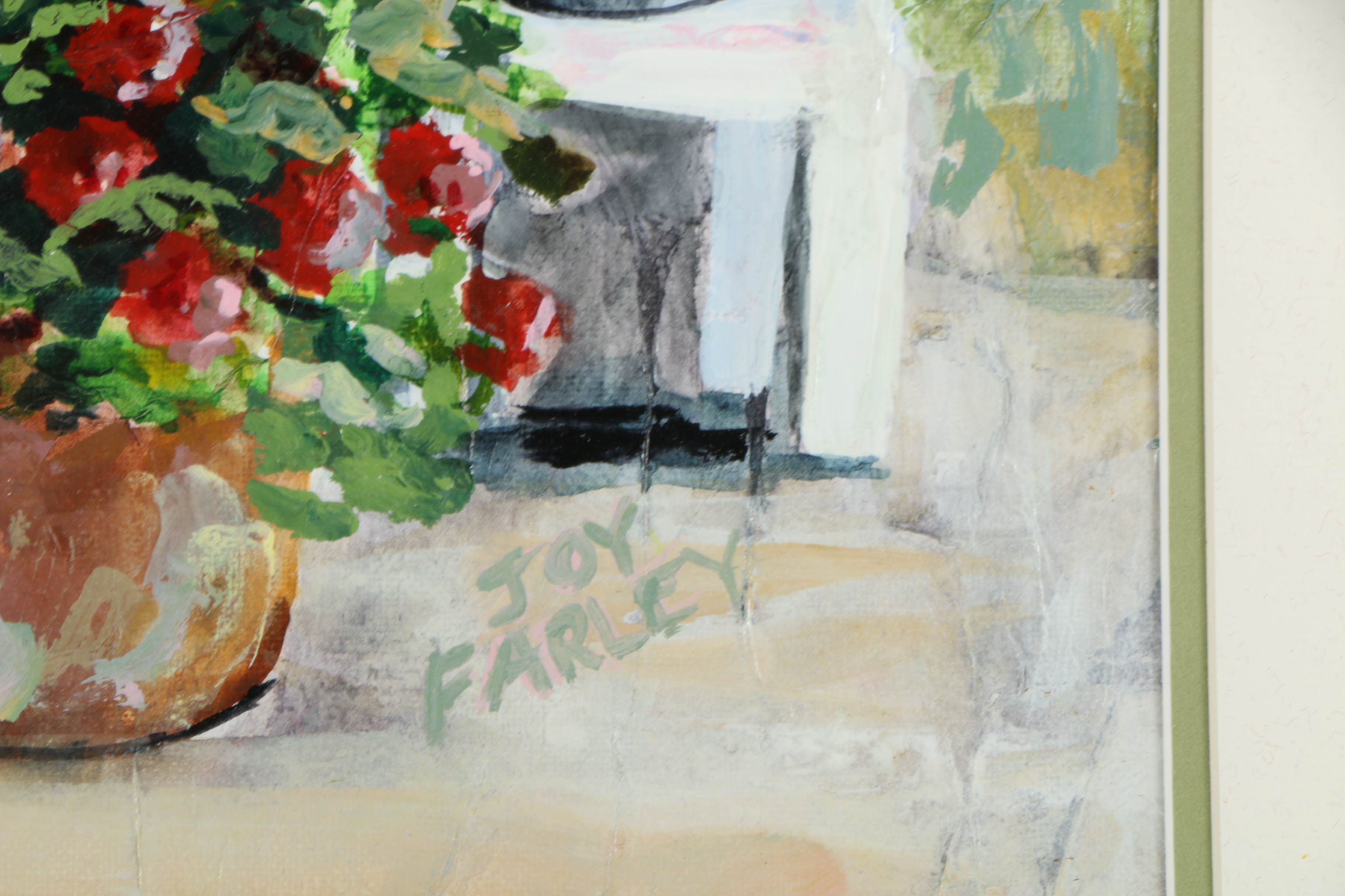 Joy Farley Oil Painting on Canvas of Potted Flowers