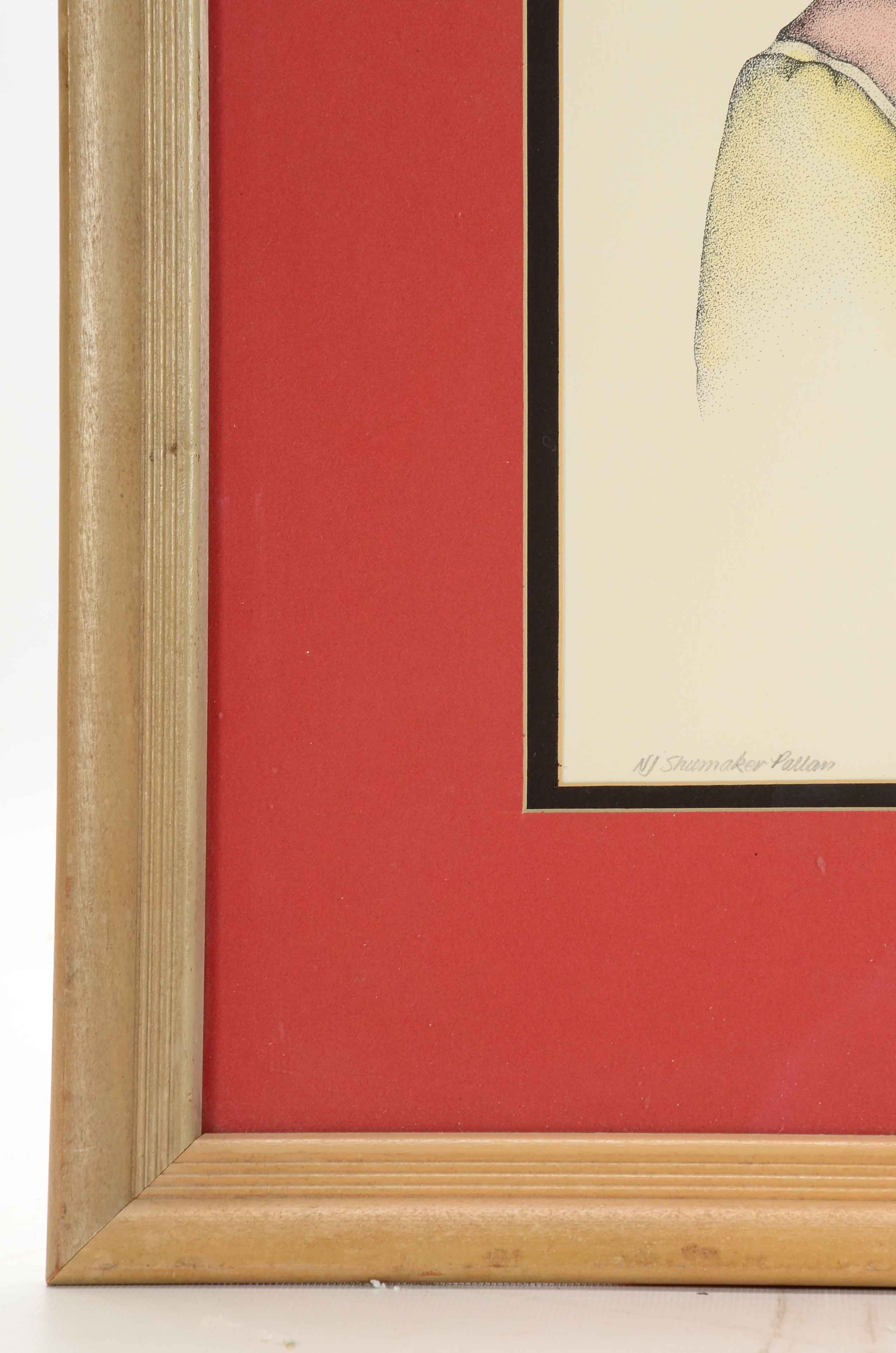 Nancy Shumaker Pallan Signed Colored Lithograph "Pueblo Mother and Child"