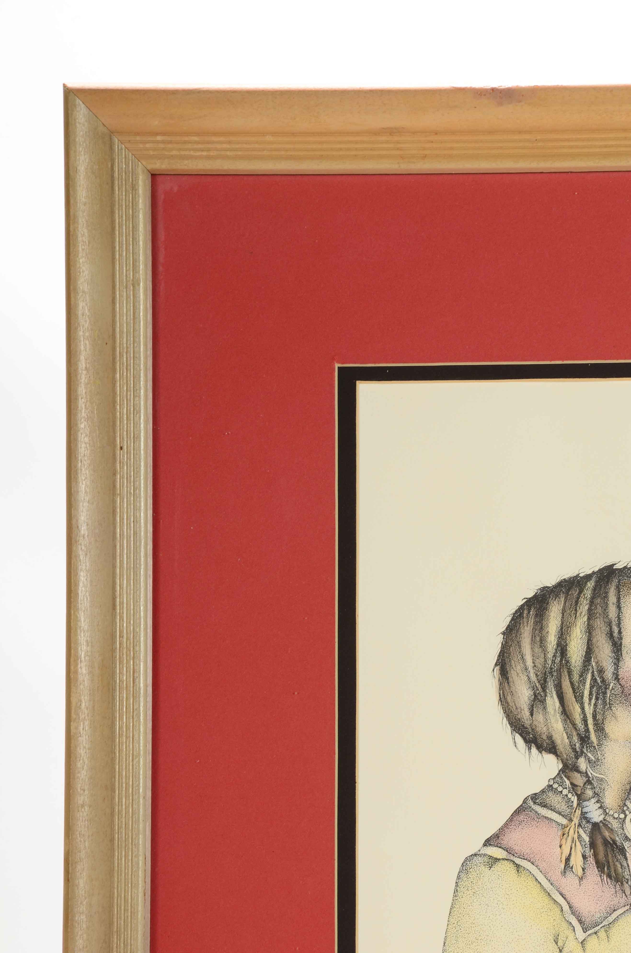 Nancy Shumaker Pallan Signed Colored Lithograph "Pueblo Mother and Child"