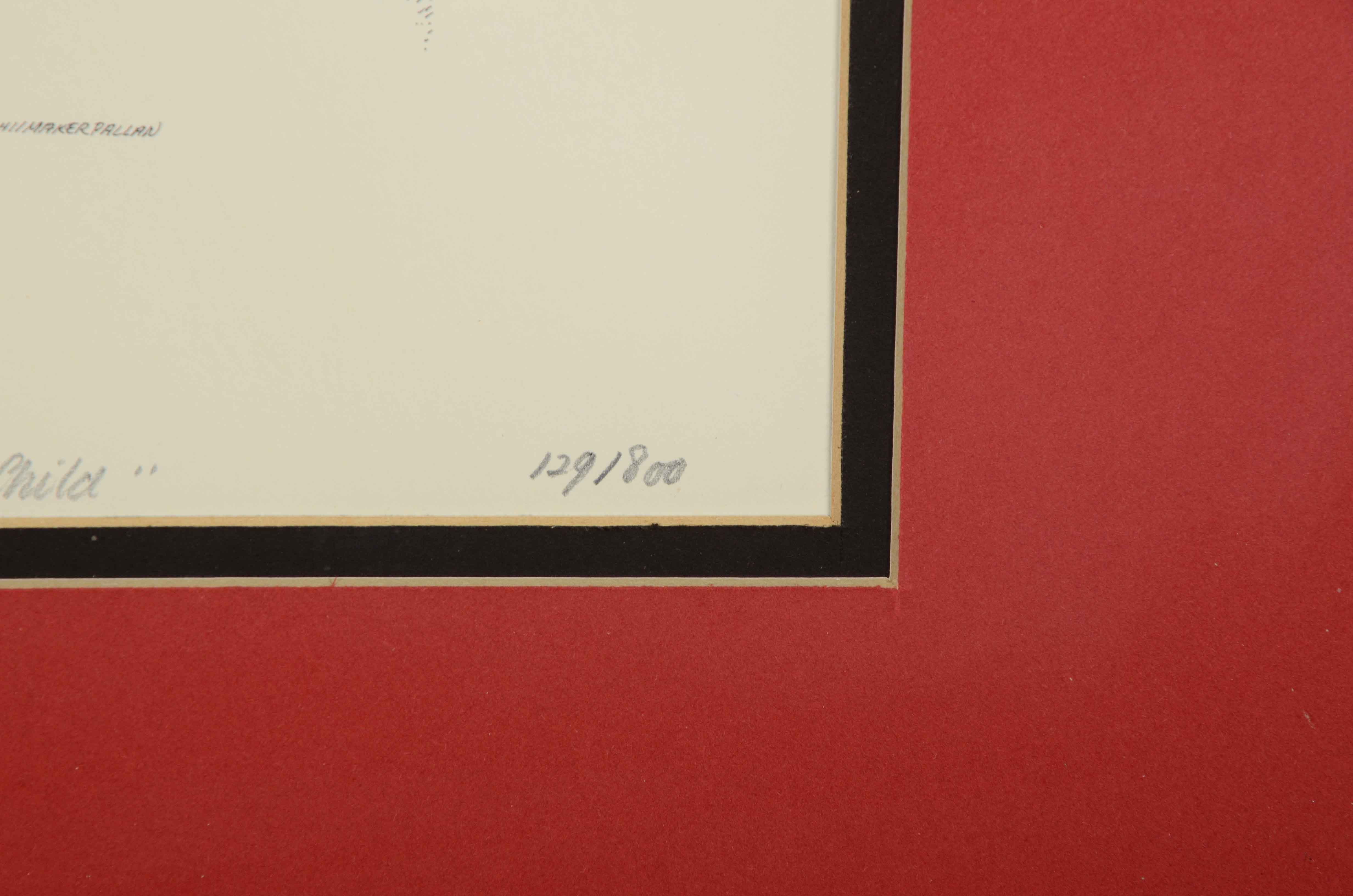 Nancy Shumaker Pallan Signed Colored Lithograph "Pueblo Mother and Child"