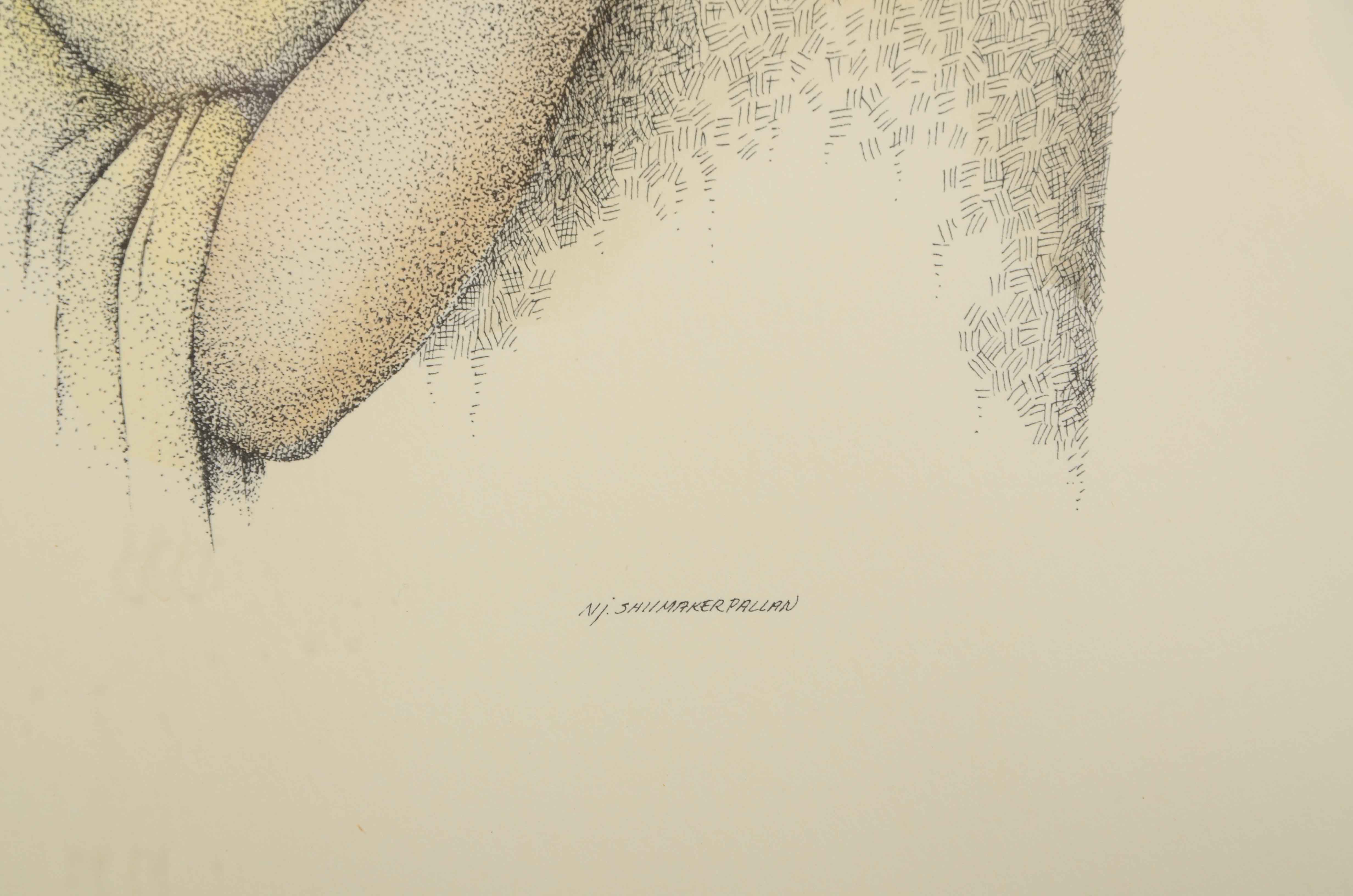 Nancy Shumaker Pallan Signed Colored Lithograph "Pueblo Mother and Child"