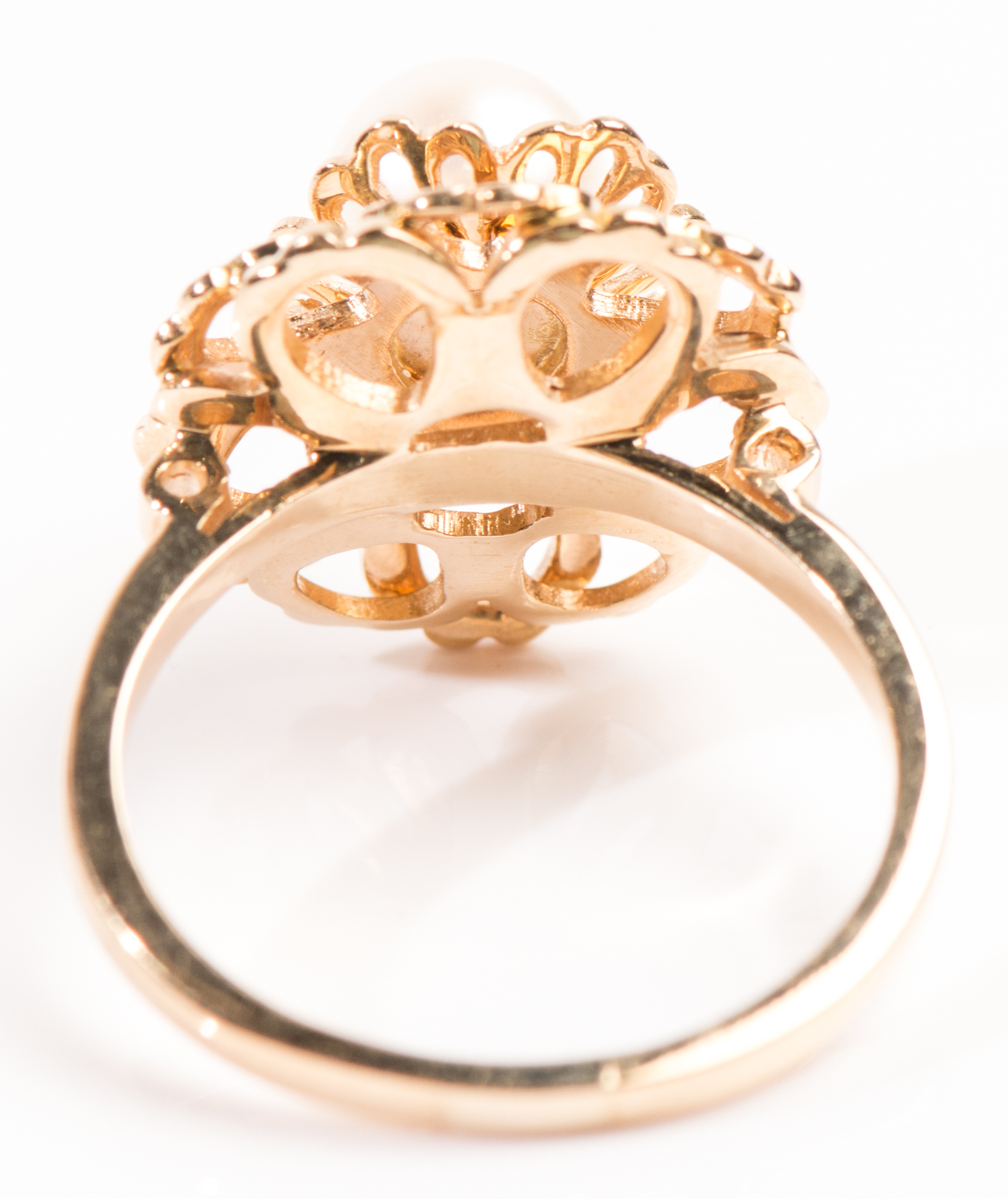 14K Yellow Gold Cultured Pearl Flower Petal Ring