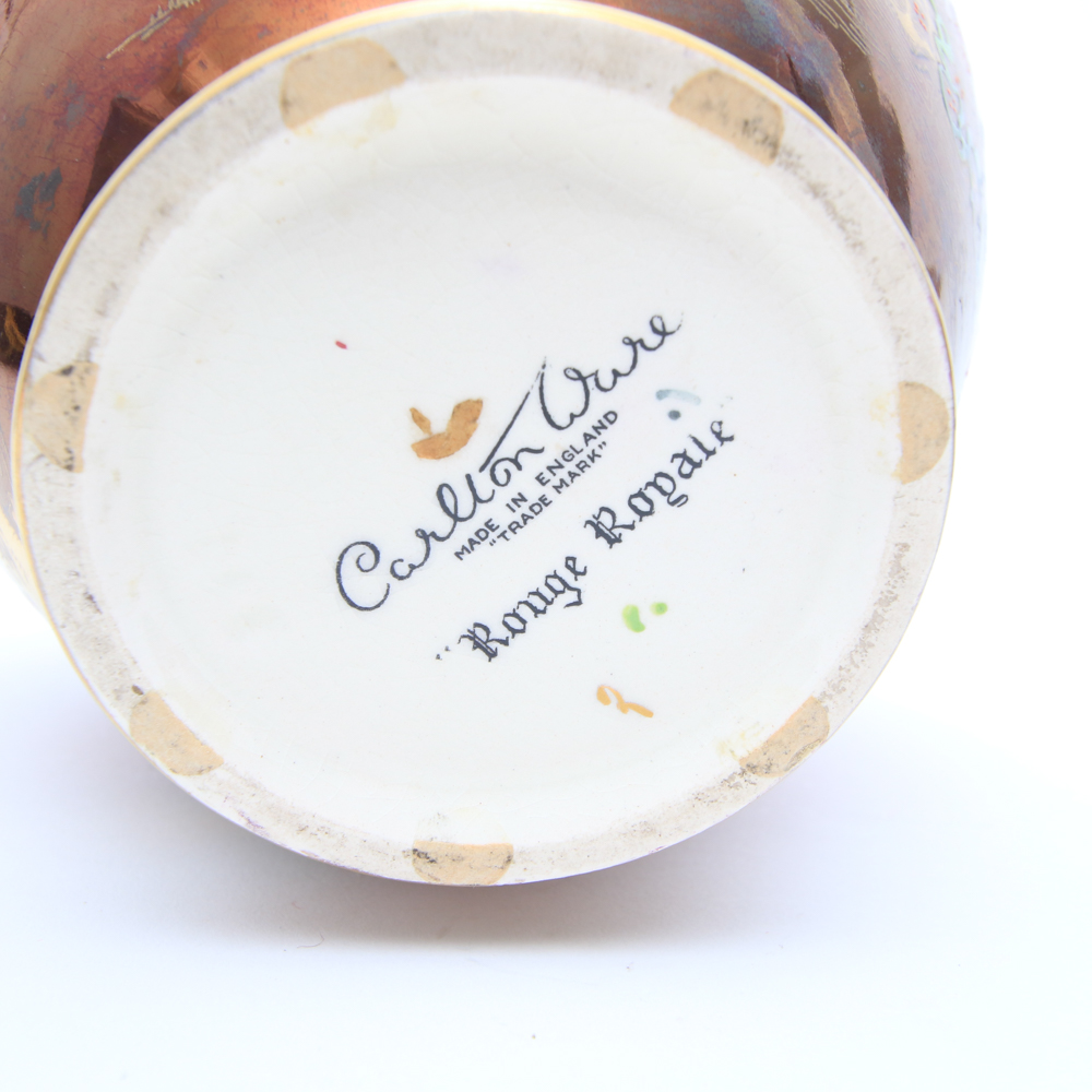 Pair of Carlton Ware Asian Influenced Porcelain Pieces Including "Rouge Royale"