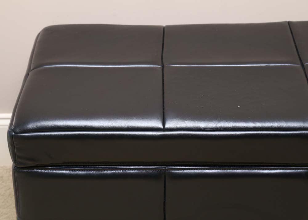 Black Leather Storage Bench