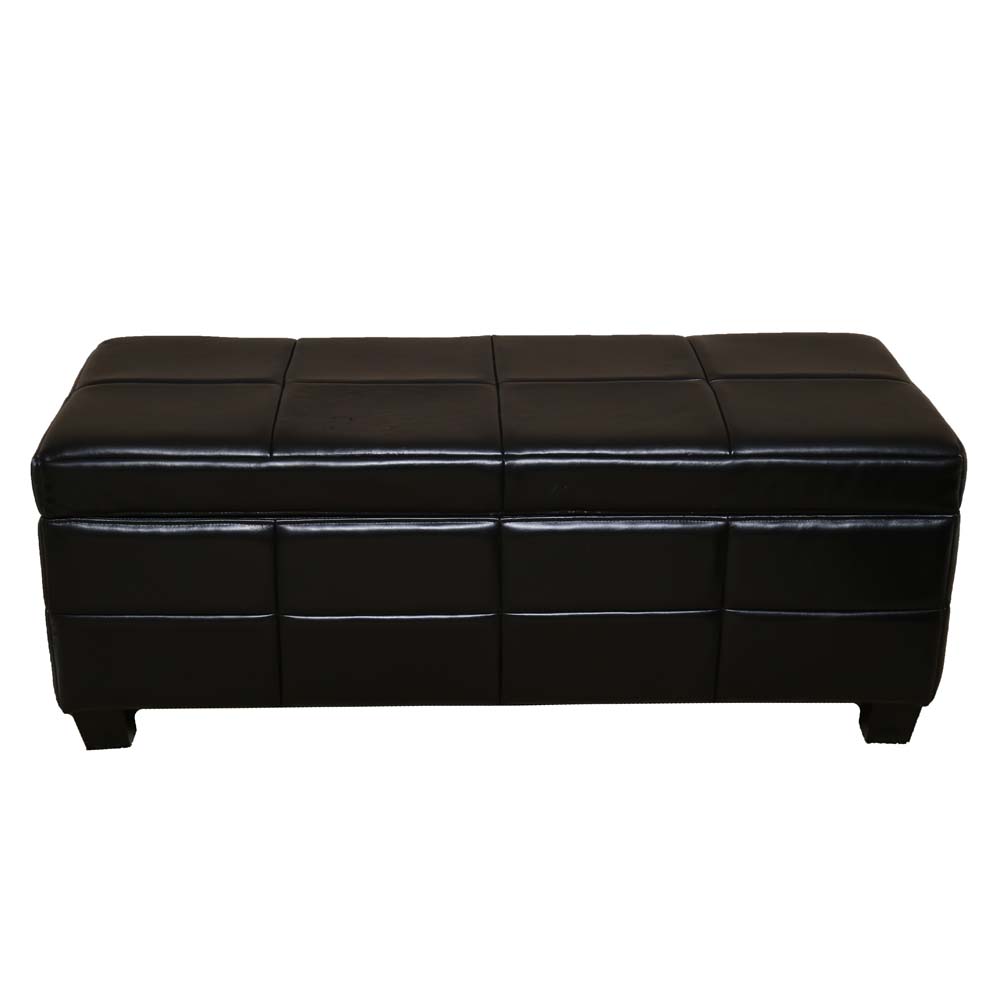 Black Leather Storage Bench