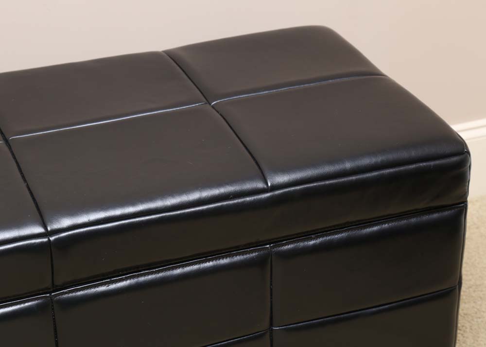 Black Leather Storage Bench