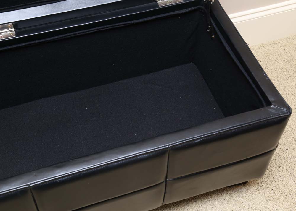 Black Leather Storage Bench