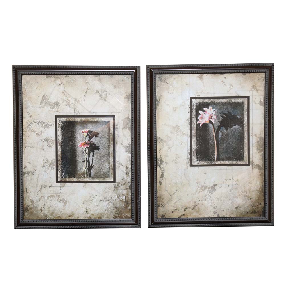 Framed Offset Lithographs of Flowers