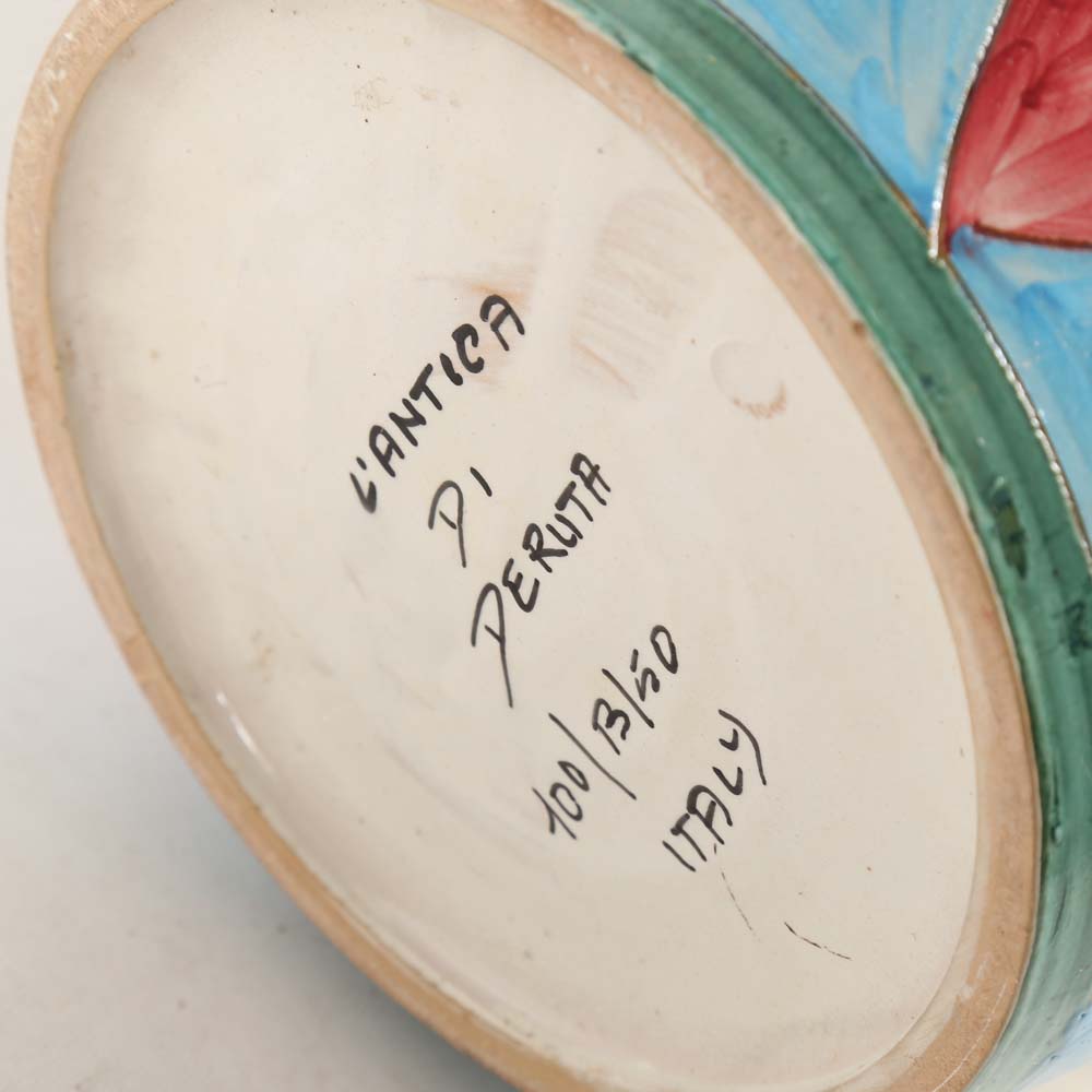 Large Hand Painted Italian Vase with Sunflowers