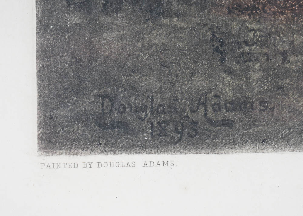 Hand Colored Print After Douglas Adams Golf Illustration "The Drive"