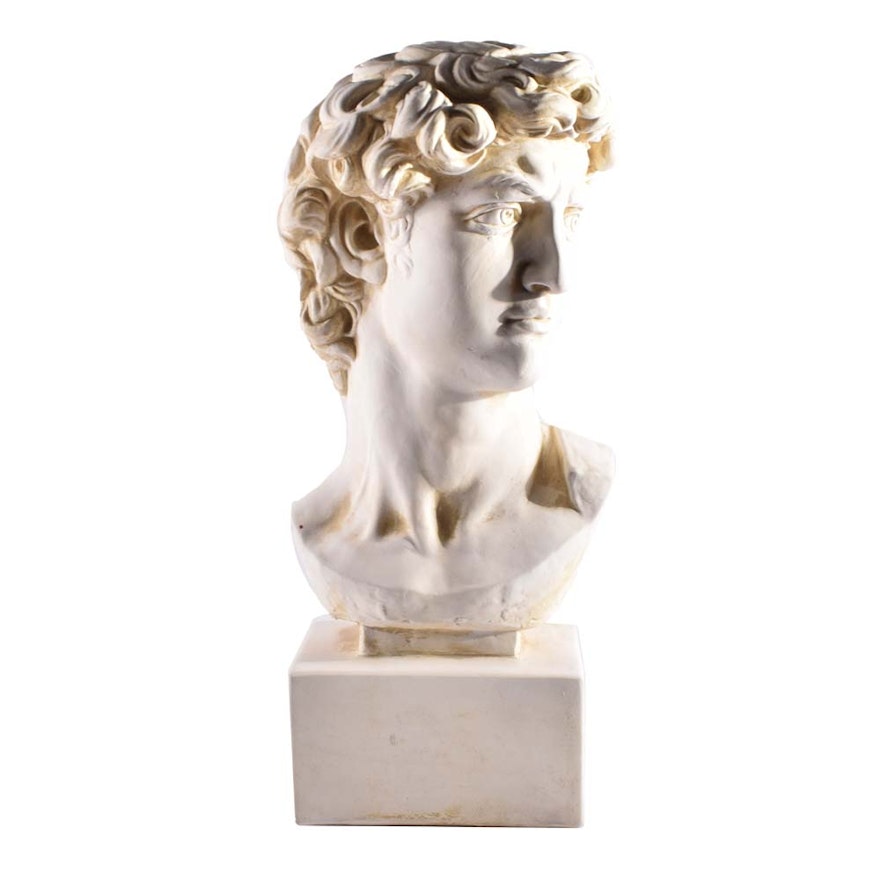 Replica Plaster Bust of Michelangelo's "David"