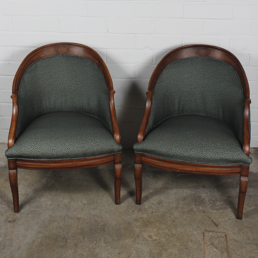 Two Neoclassical Style Chairs with Green Upholstery
